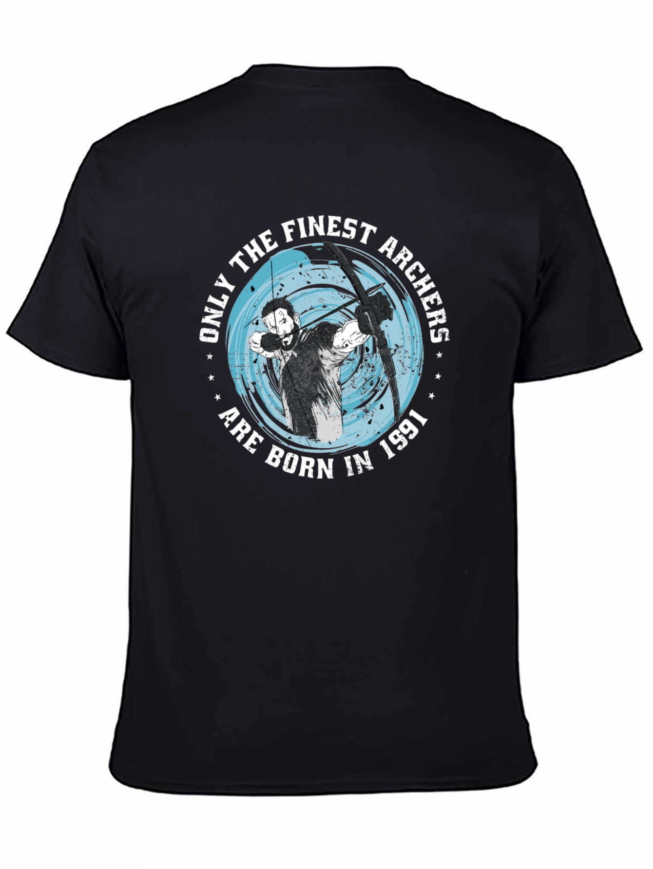 Black Finest Archers Born in 1991 Black T-Shirt view 4