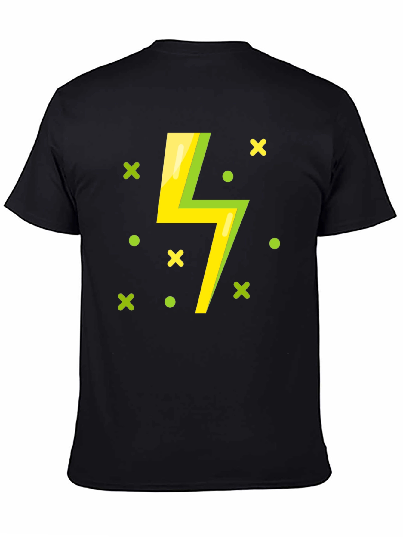 Black Lightning Bolt Graphic T-Shirt - Black Cotton Tee view 4