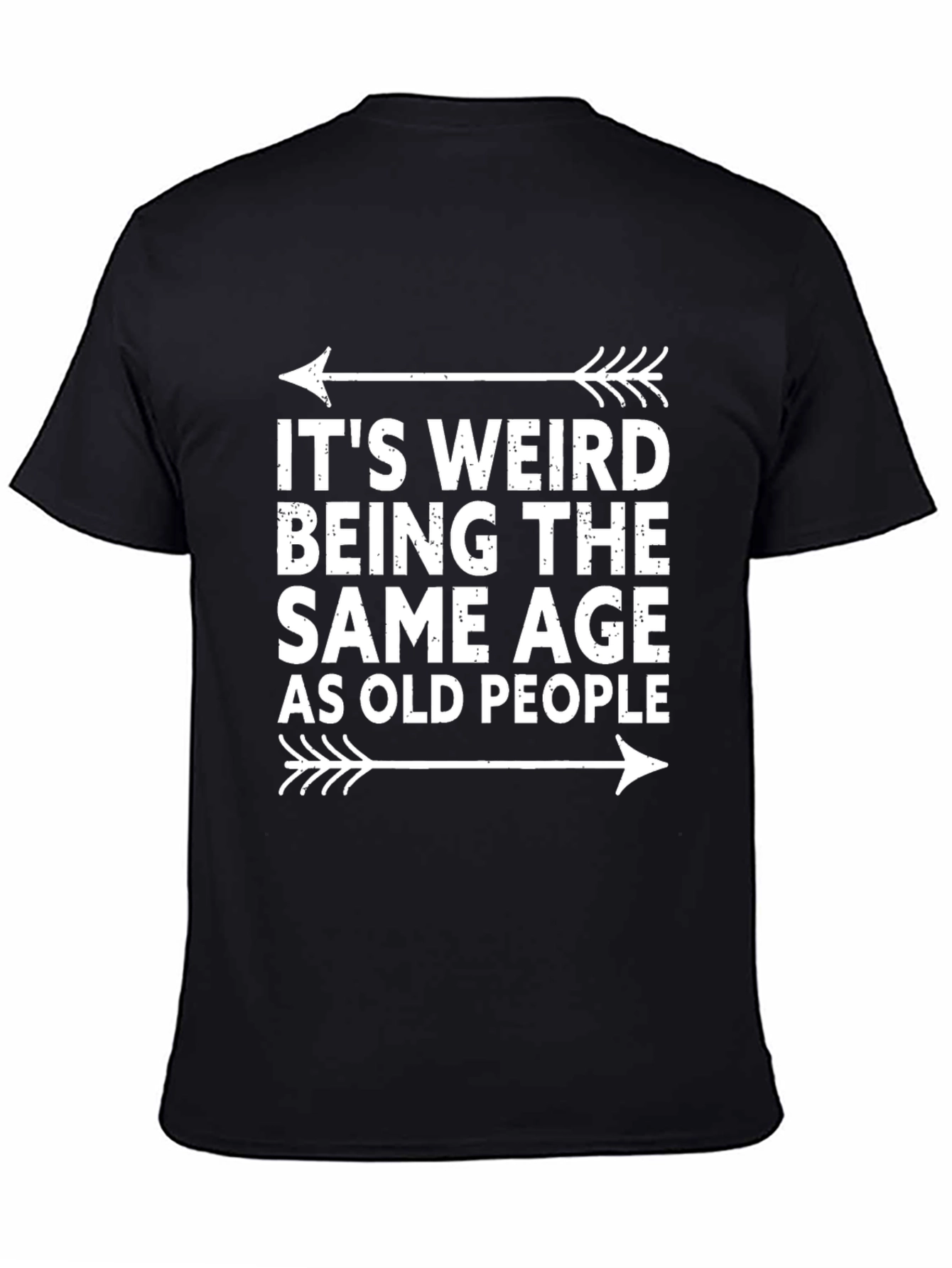 Black Funny "Old People" Graphic Tee - Black Cotton T-Shirt view 4