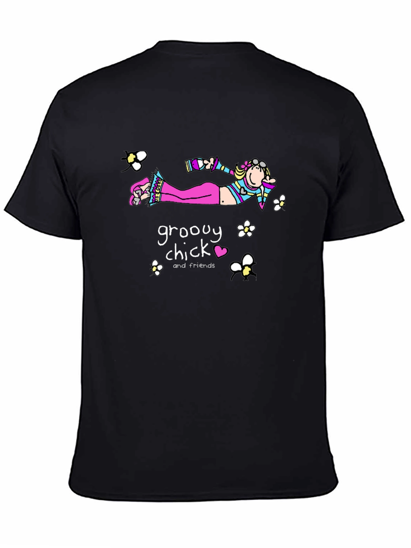 Black Groovy Chick Black Cotton Tee view 4
