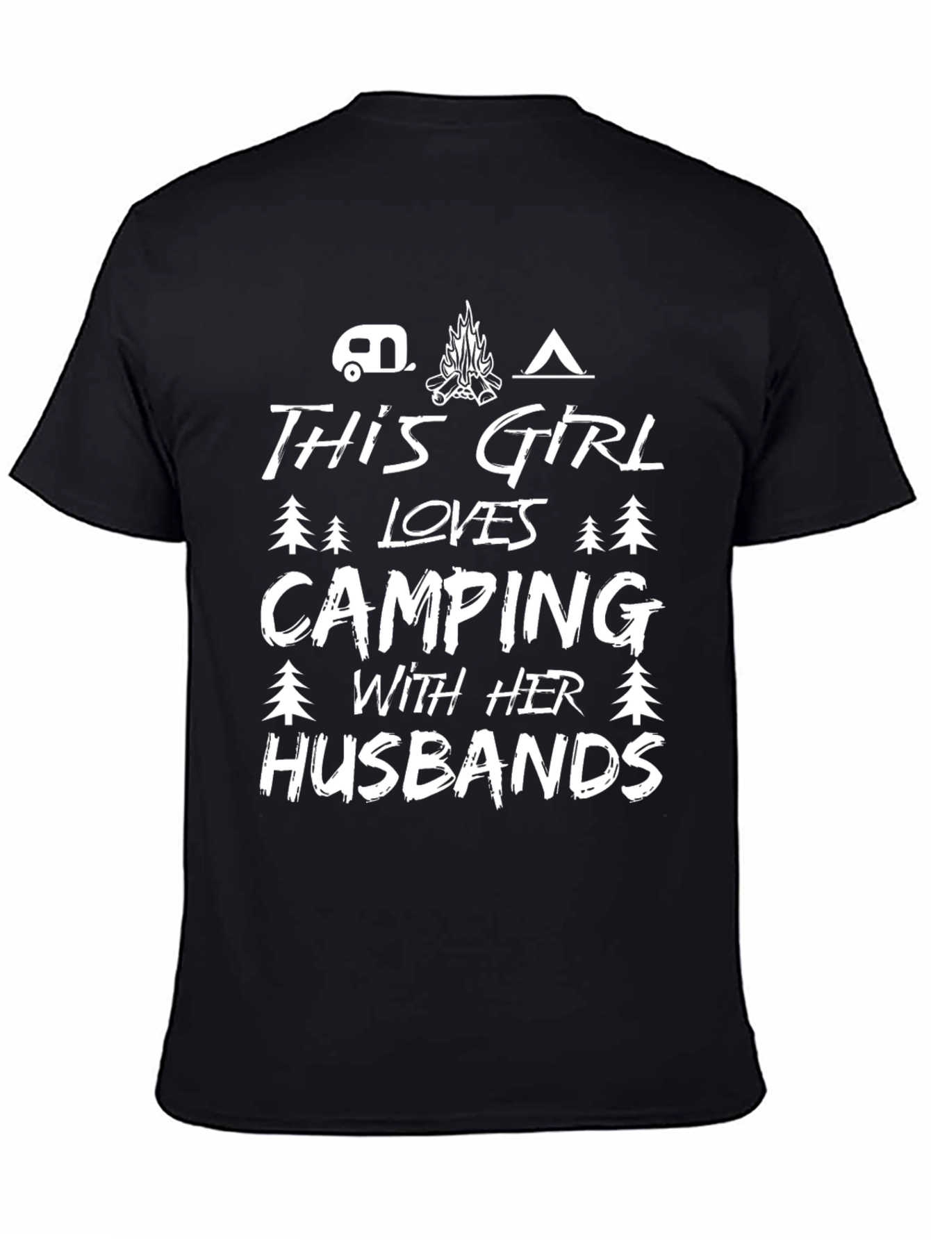 Black Camping Girl T-Shirt - Love My Husbands! view 4
