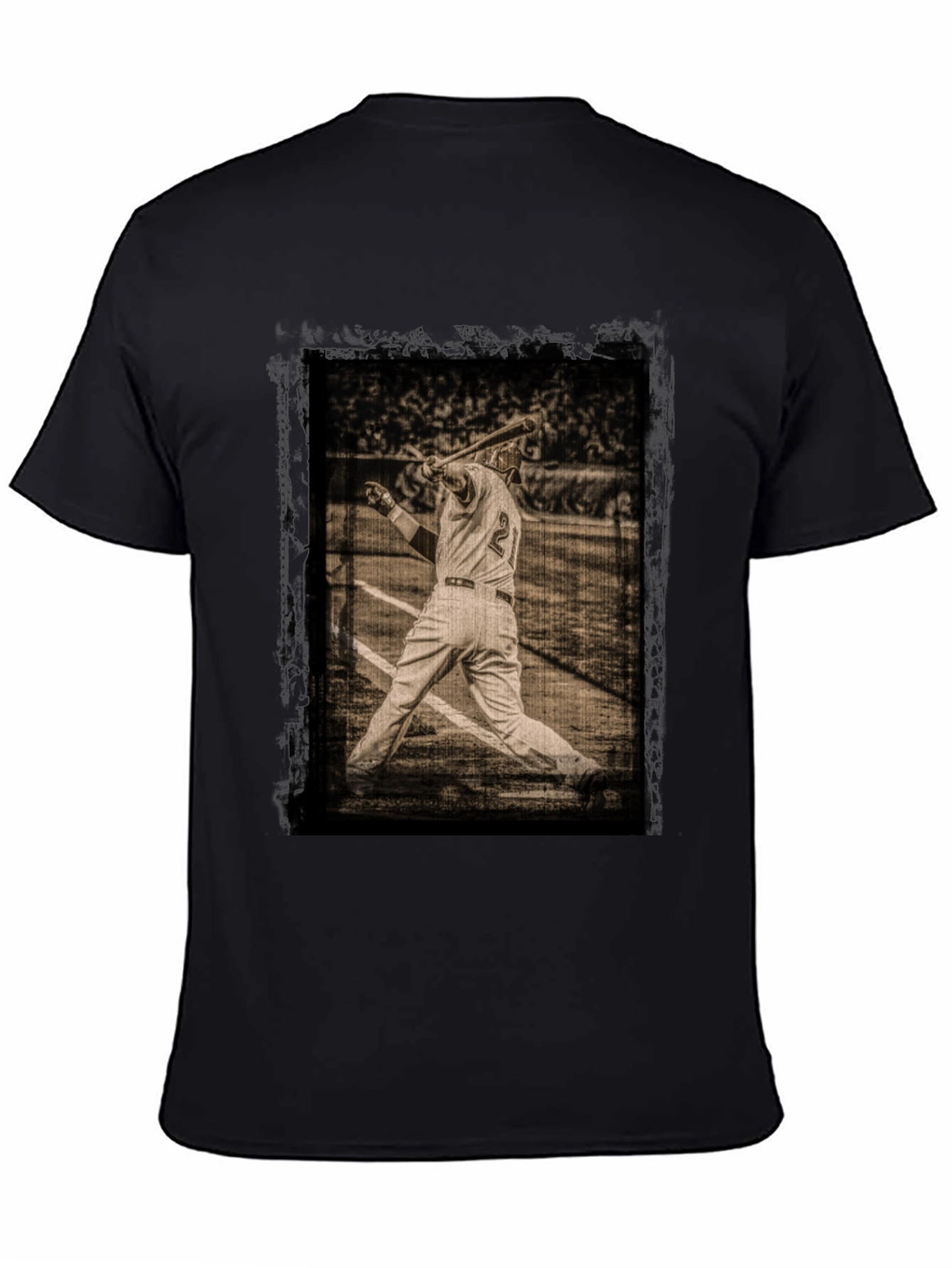 Black Vintage Baseball Player Graphic Tee view 4