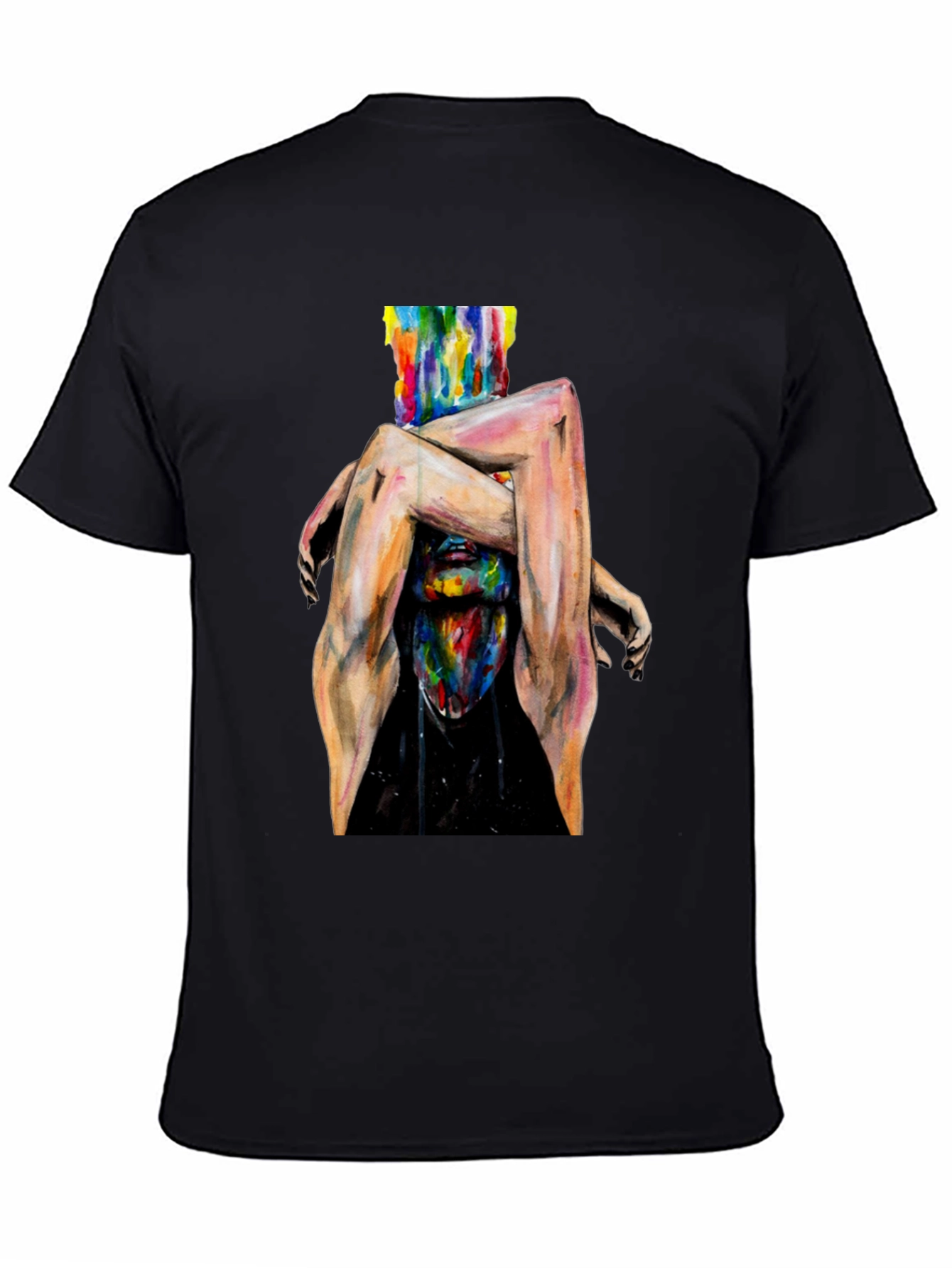 Black Abstract Art Graphic Print Black T-Shirt view 4