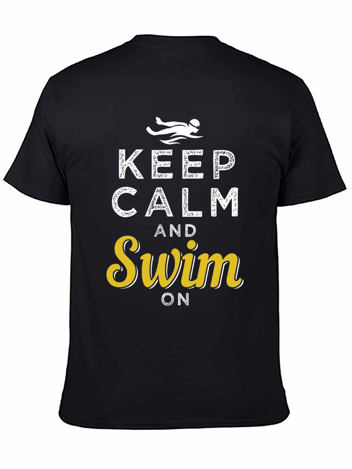 Black Keep Calm and Swim On Graphic Tee view 4