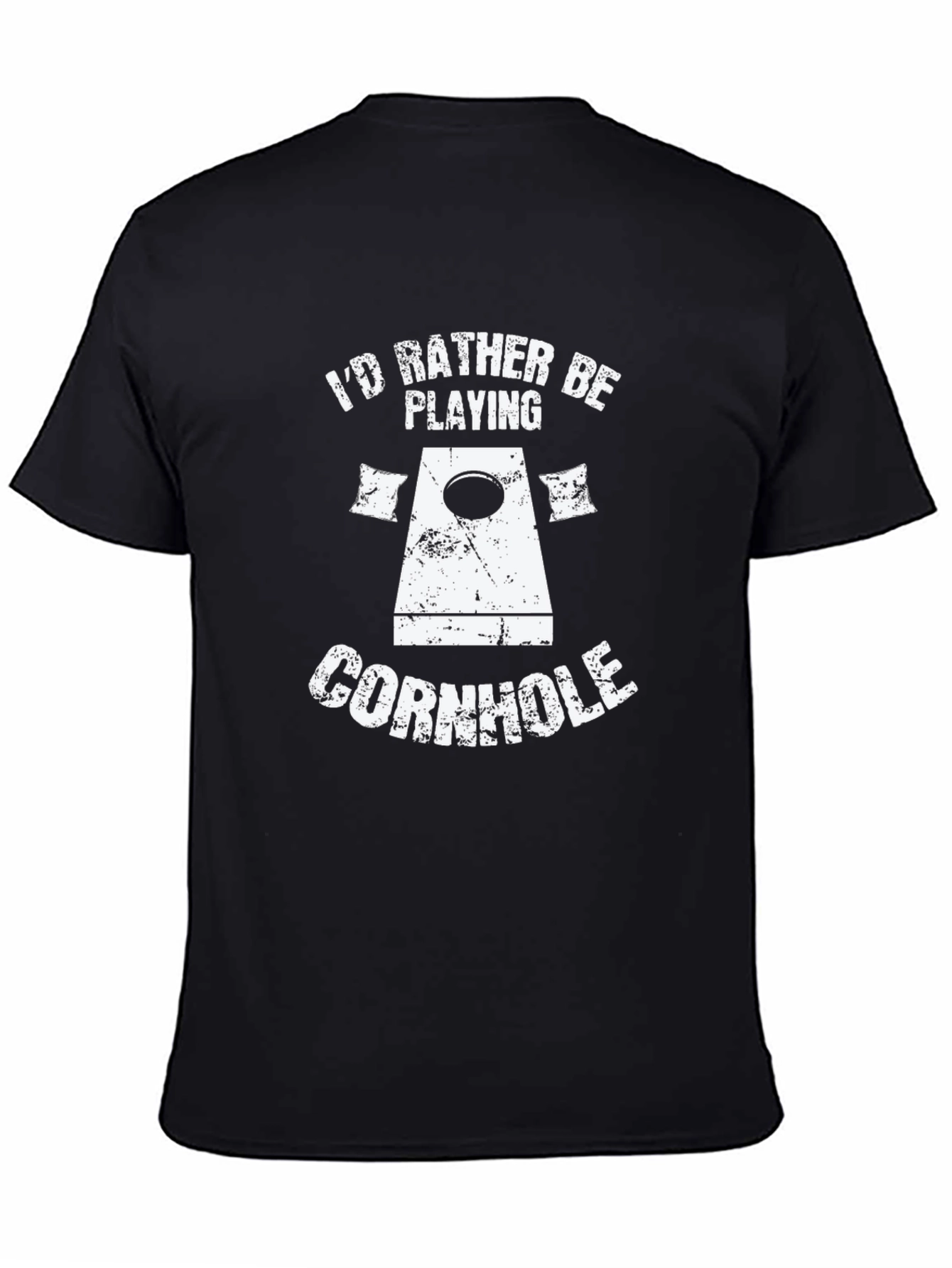 Black I'd Rather Be Playing Cornhole T-Shirt view 4