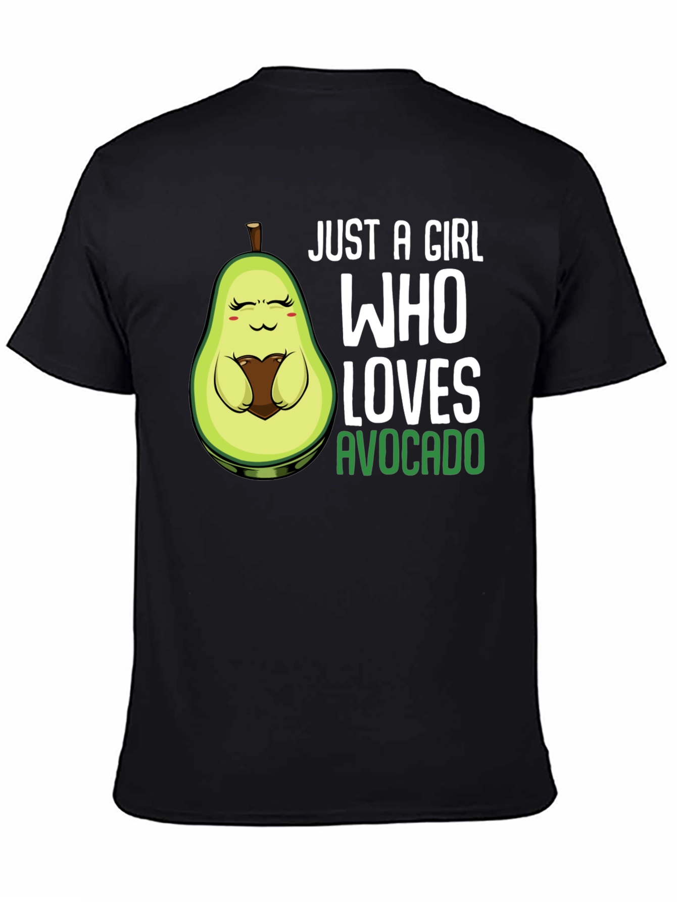 Black Just a Girl Who Loves Avocado Black T-Shirt view 4