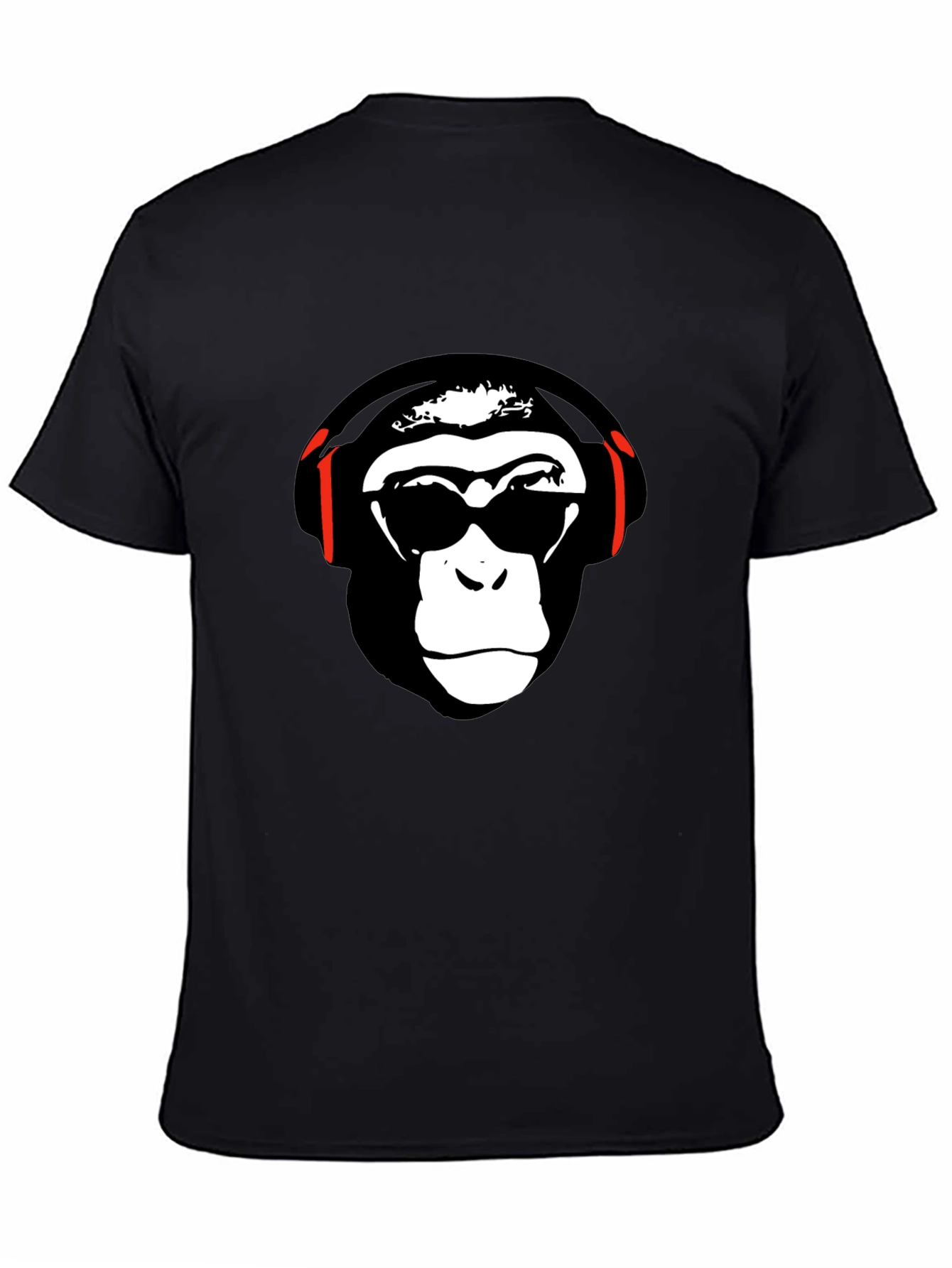 Black Cool Monkey Graphic Tee - Black Short Sleeve T-Shirt view 4