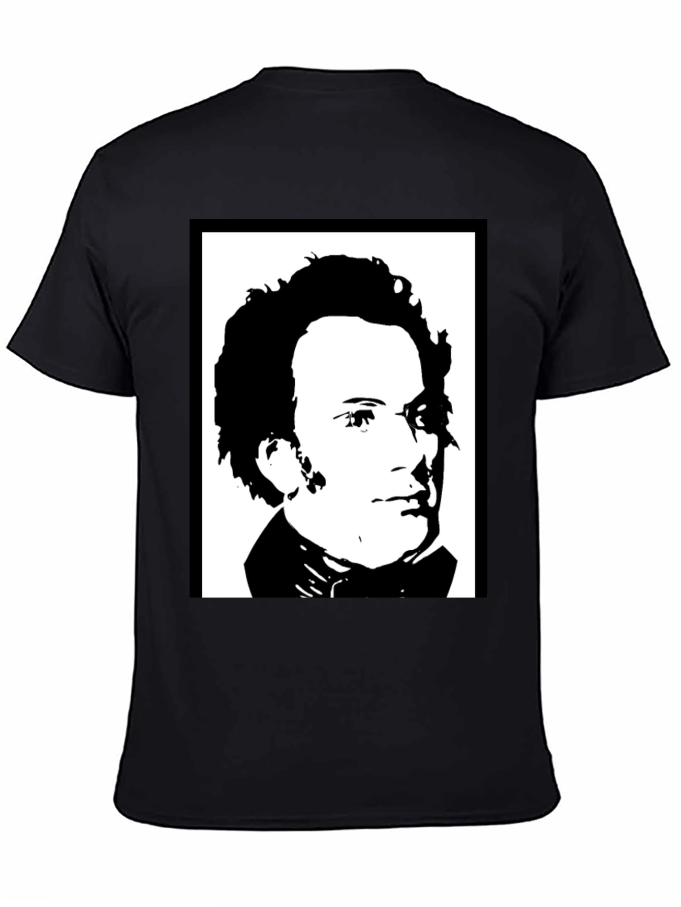 Black Black T-Shirt with Portrait Print view 4