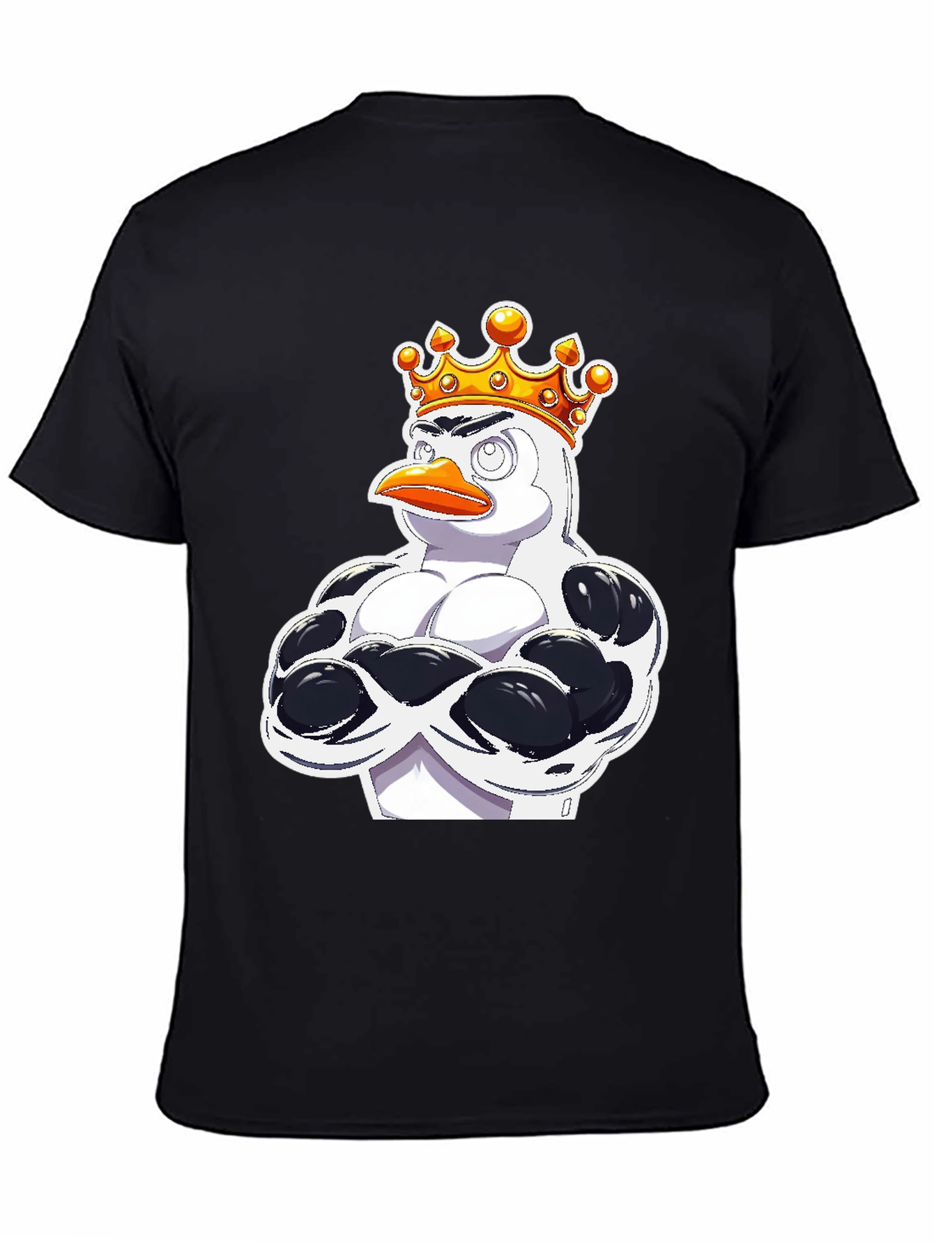Black Penguin King Graphic T-Shirt - Black Cotton Tee view 4