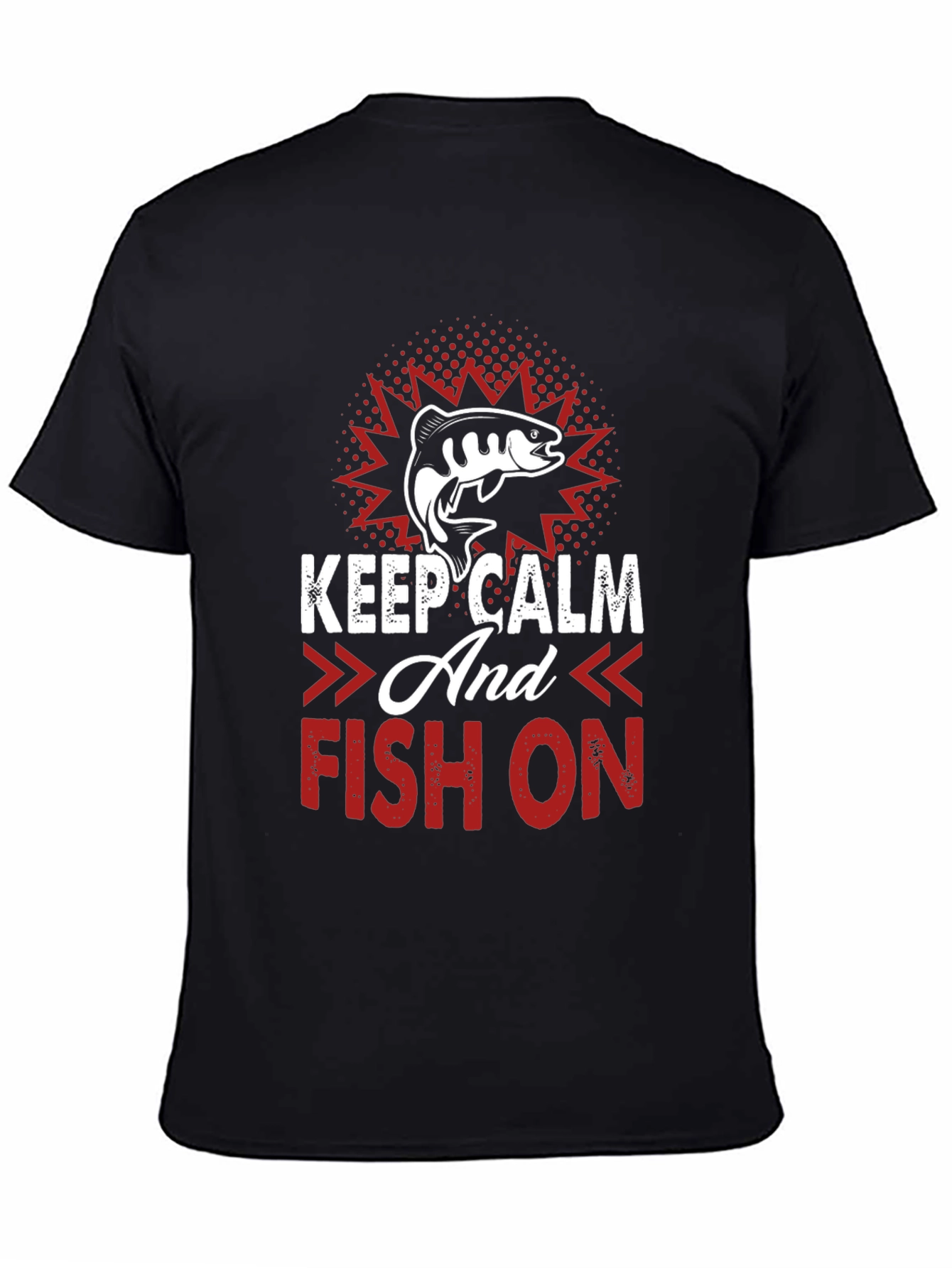 Black Keep Calm and Fish On T-Shirt view 4
