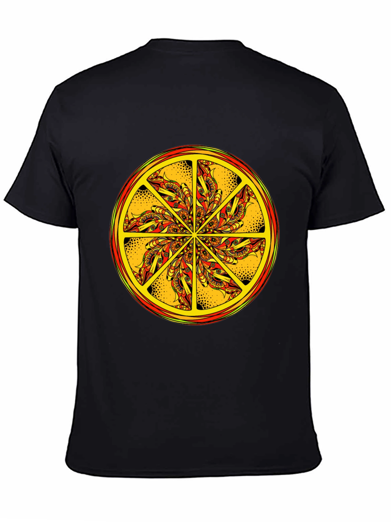 Black Vibrant Mandala Graphic Tee - Black Cotton Blend view 4