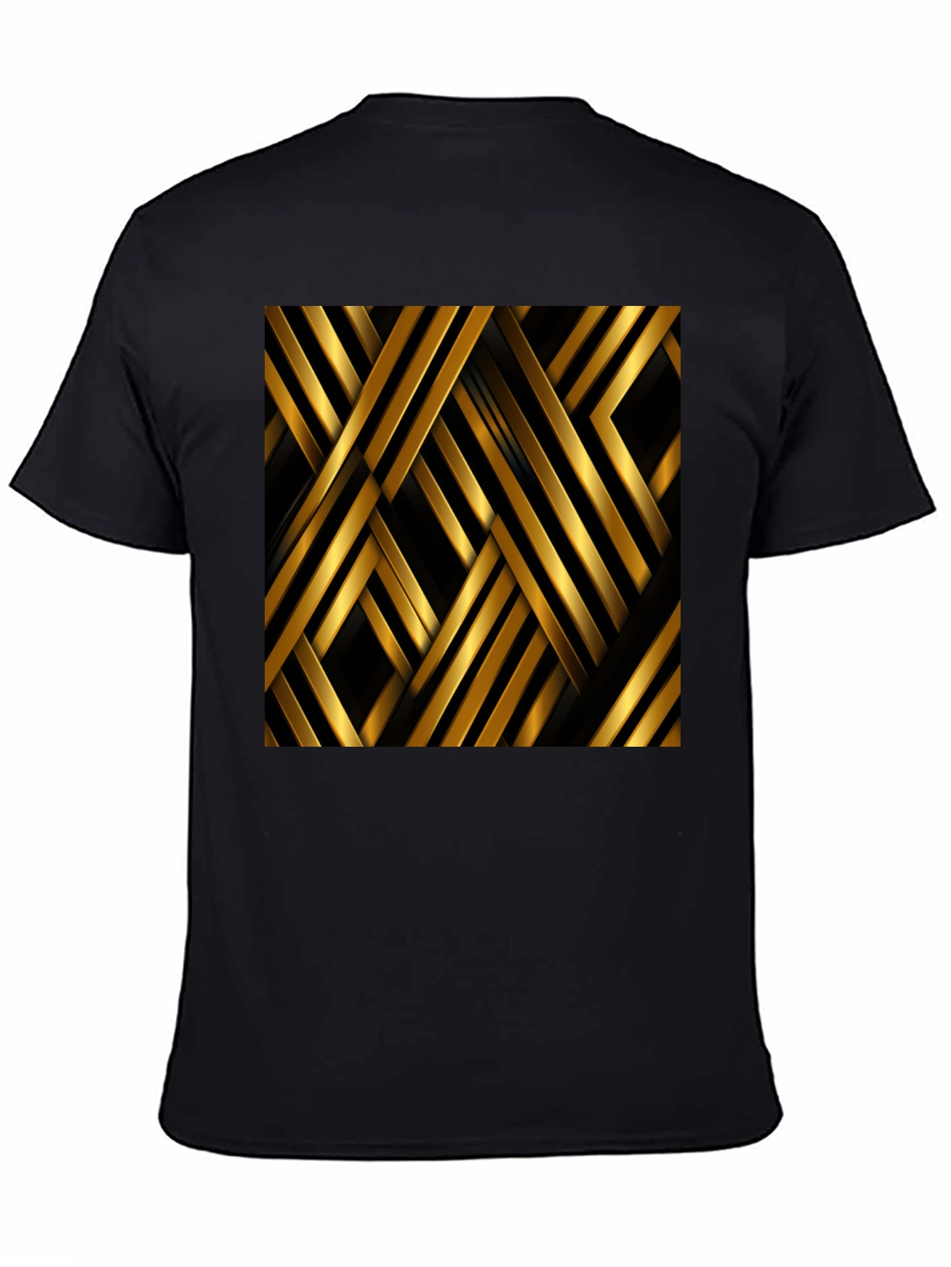 Black Geometric Gold Stripes T-Shirt view 4