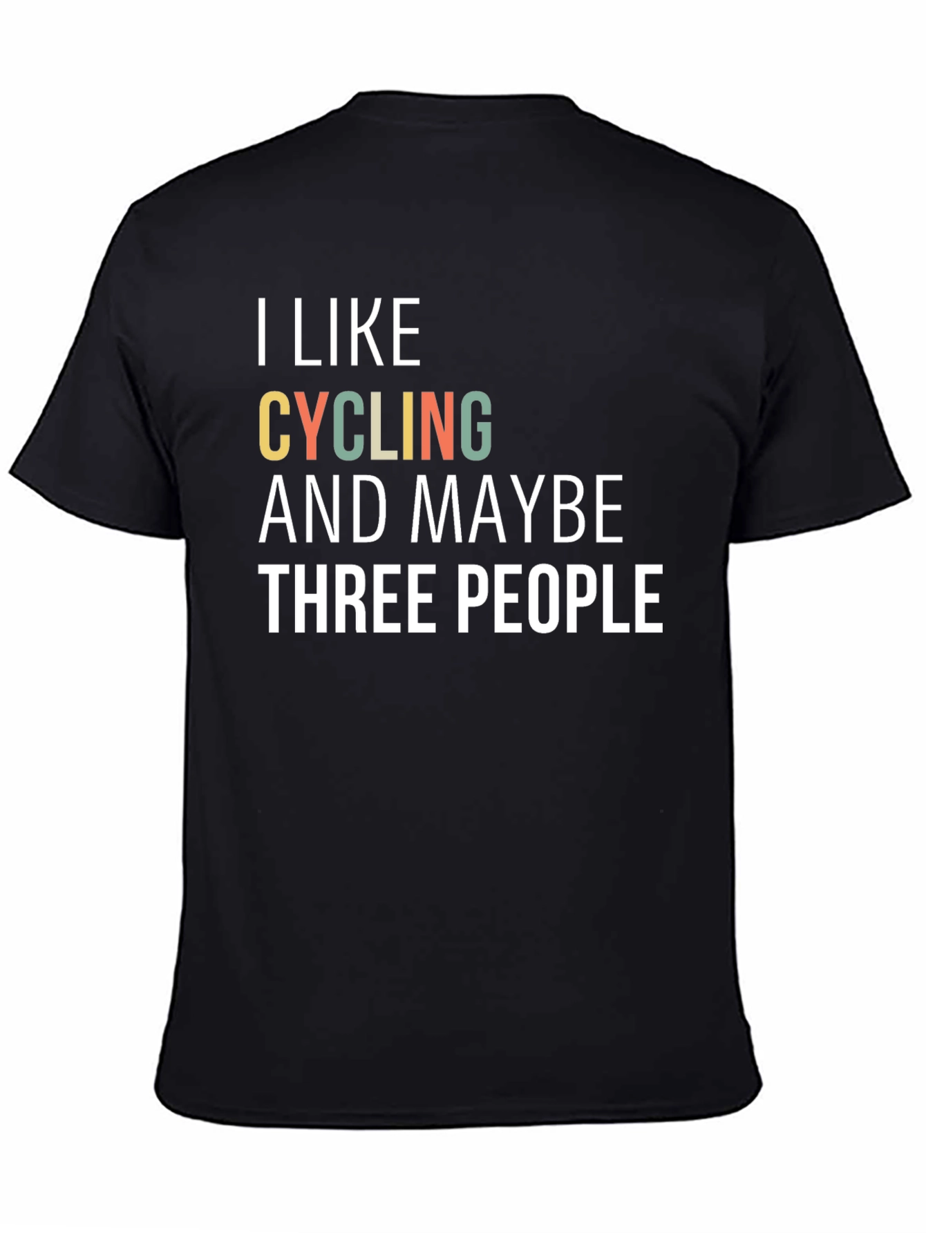 Black Funny Cycling Graphic T-Shirt - "I Like Cycling" view 4