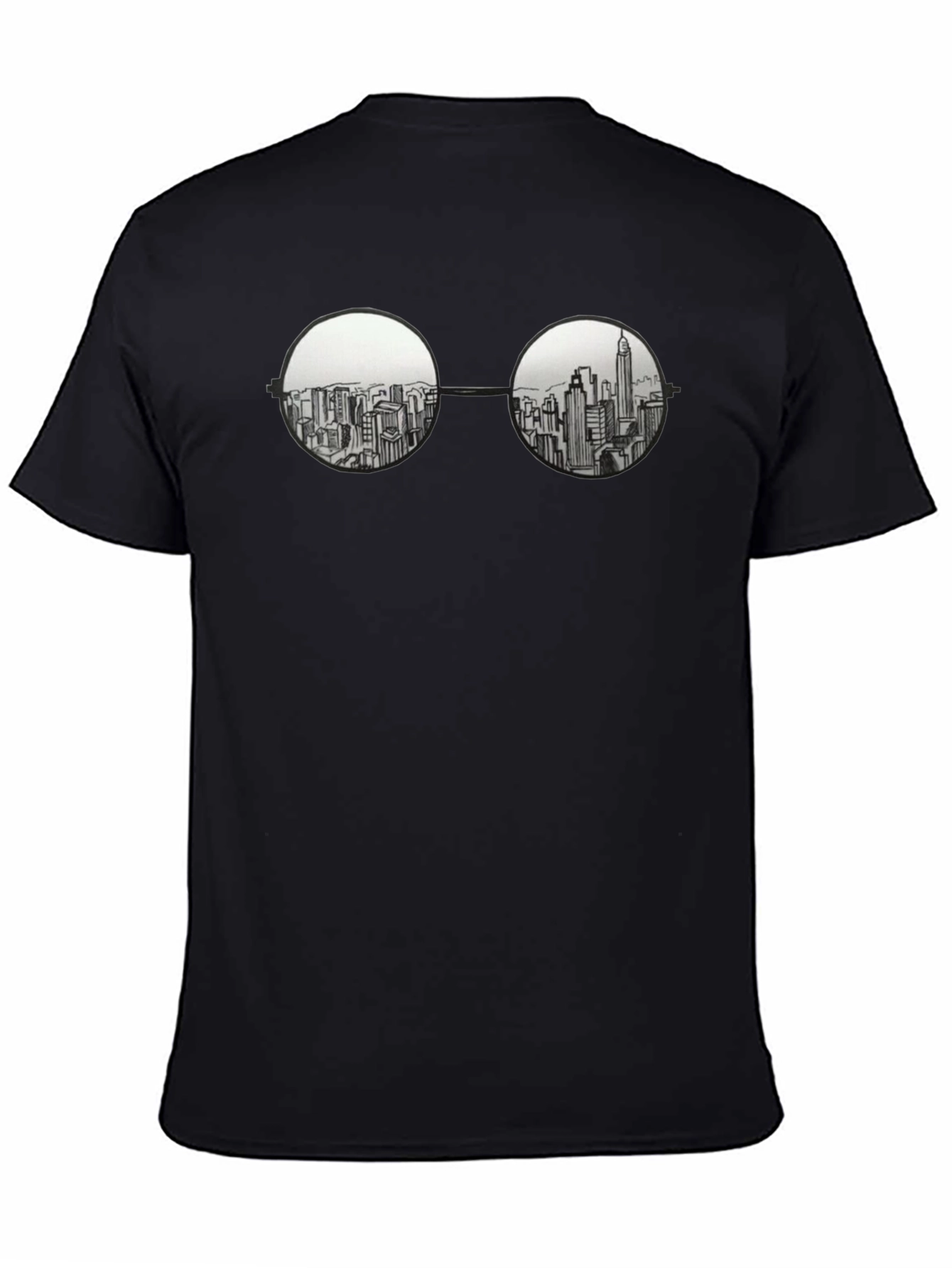 Black Cityscape in Specs Graphic Tee - Black Cotton view 4