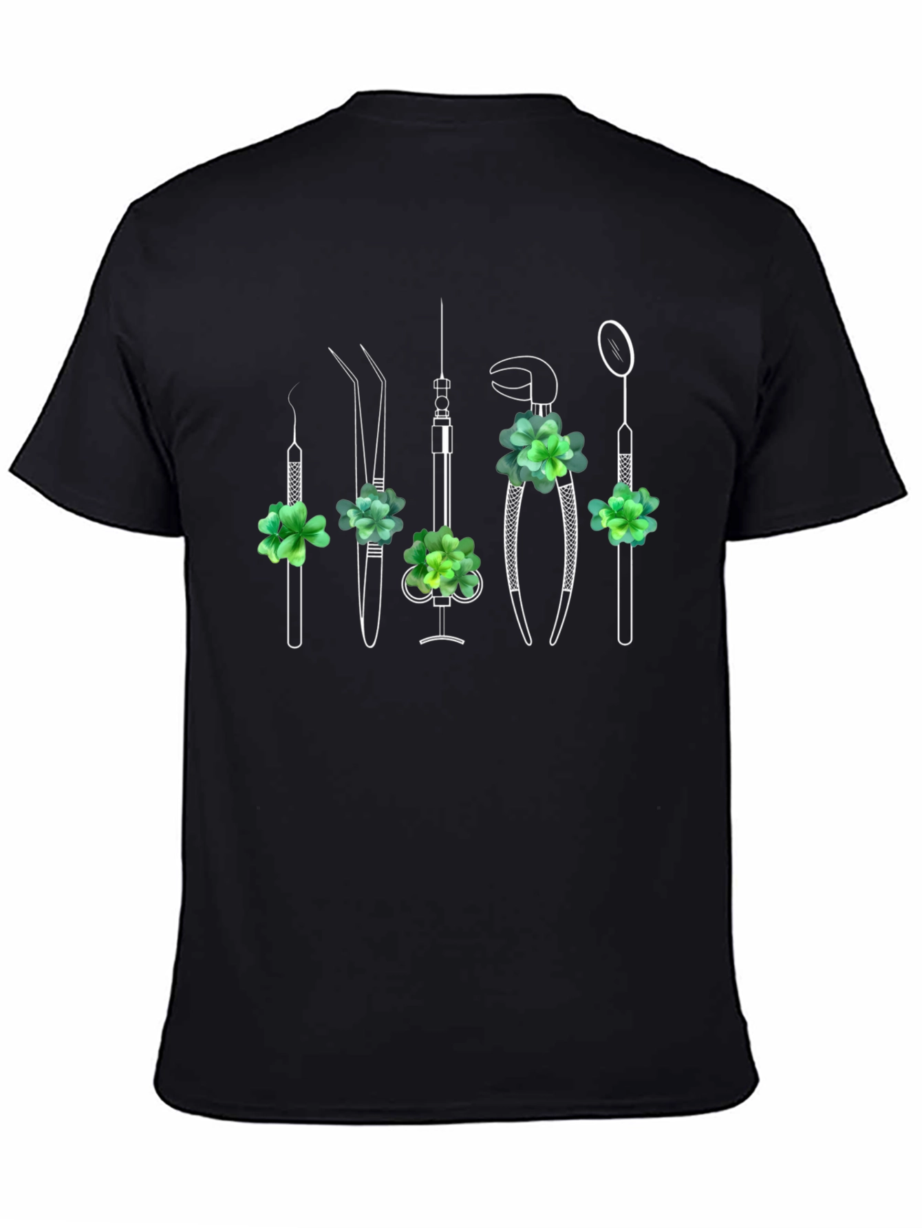 Black Dentist Tool Shamrock T-Shirt view 4