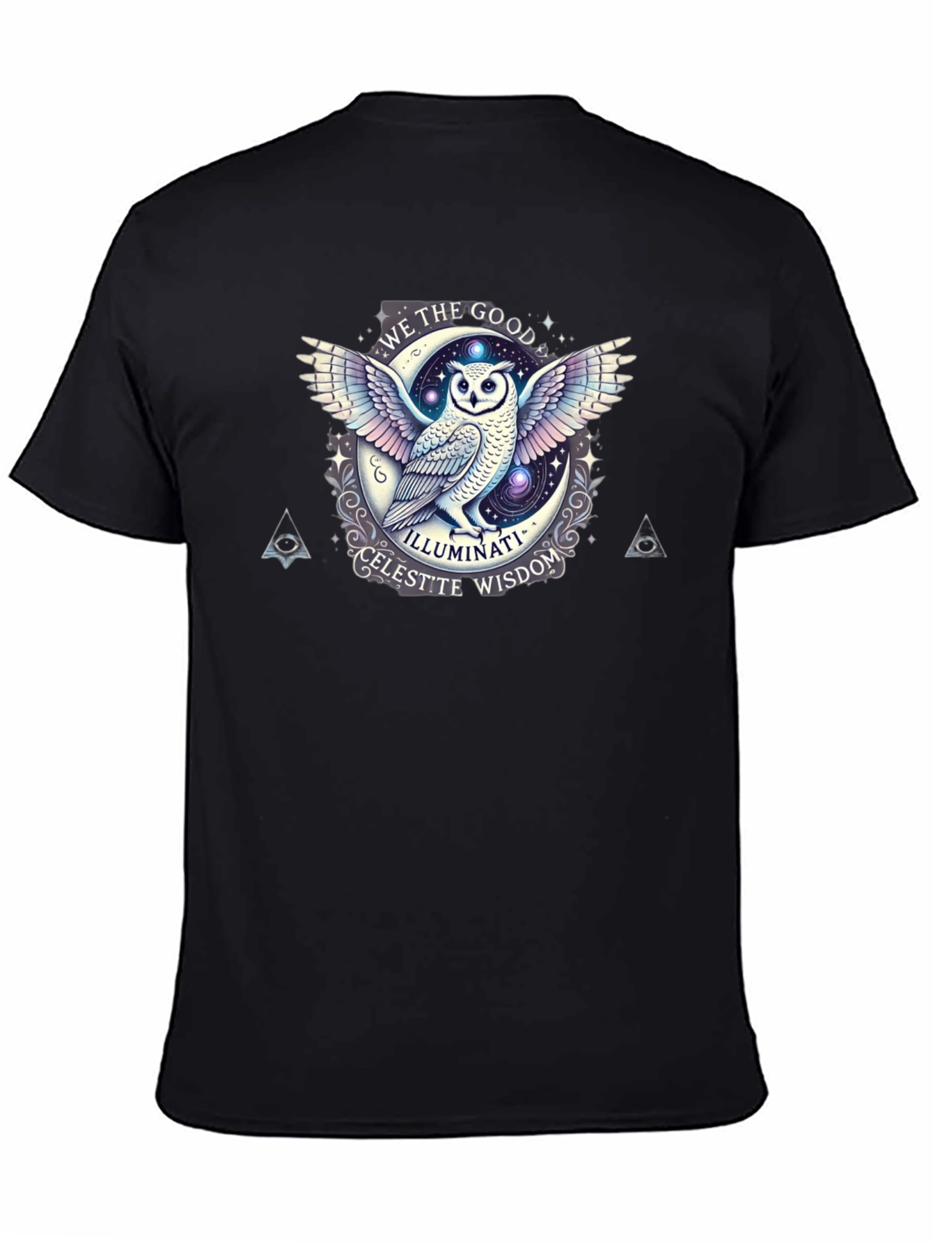 Black Illuminati Owl Graphic Tee - Celest'te Wisdom T-Shirt view 4