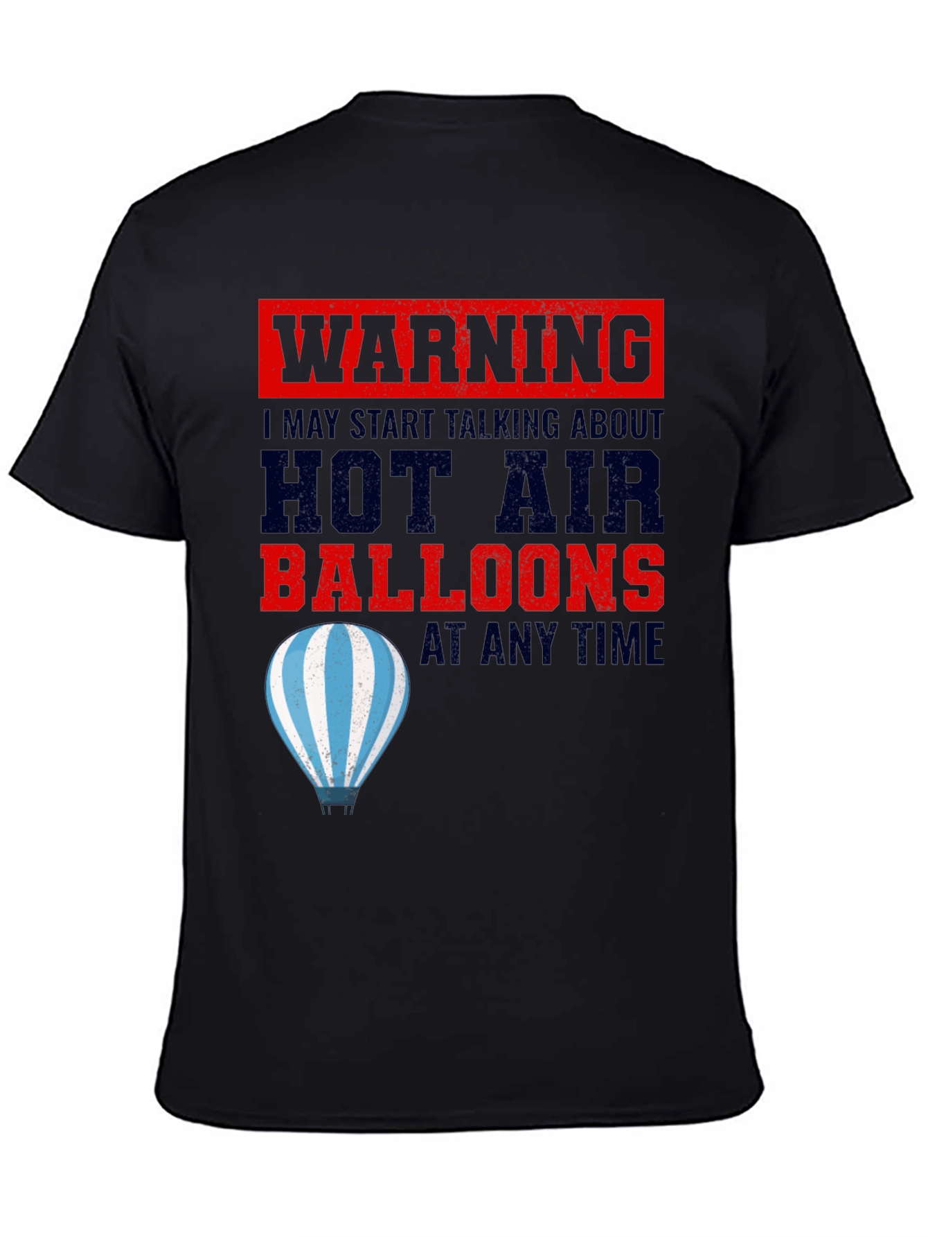 Black Warning Hot Air Balloons T-Shirt view 4