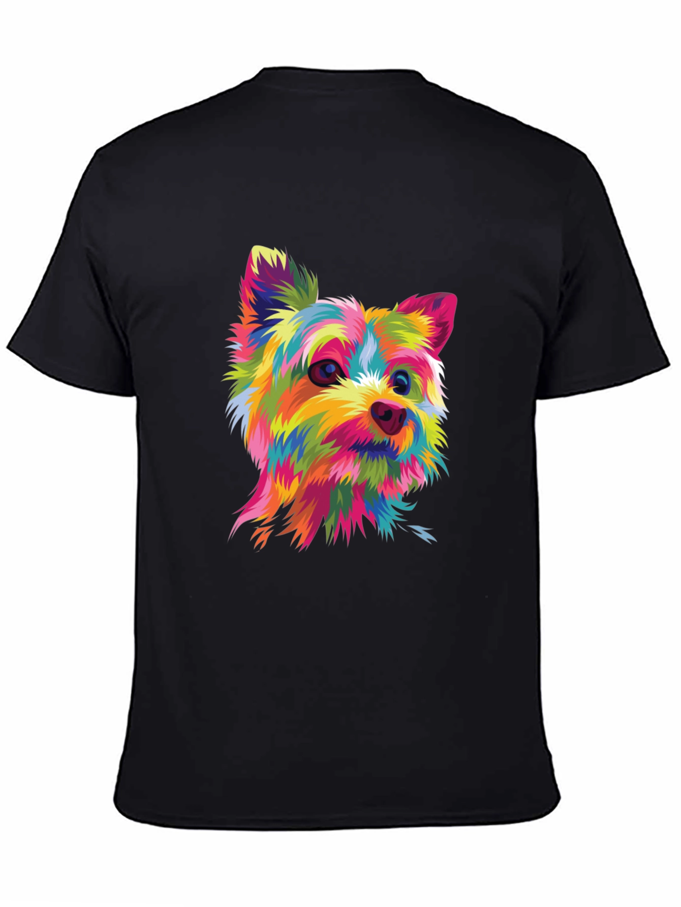 Black Colorful Yorkshire Terrier Graphic T-Shirt view 4
