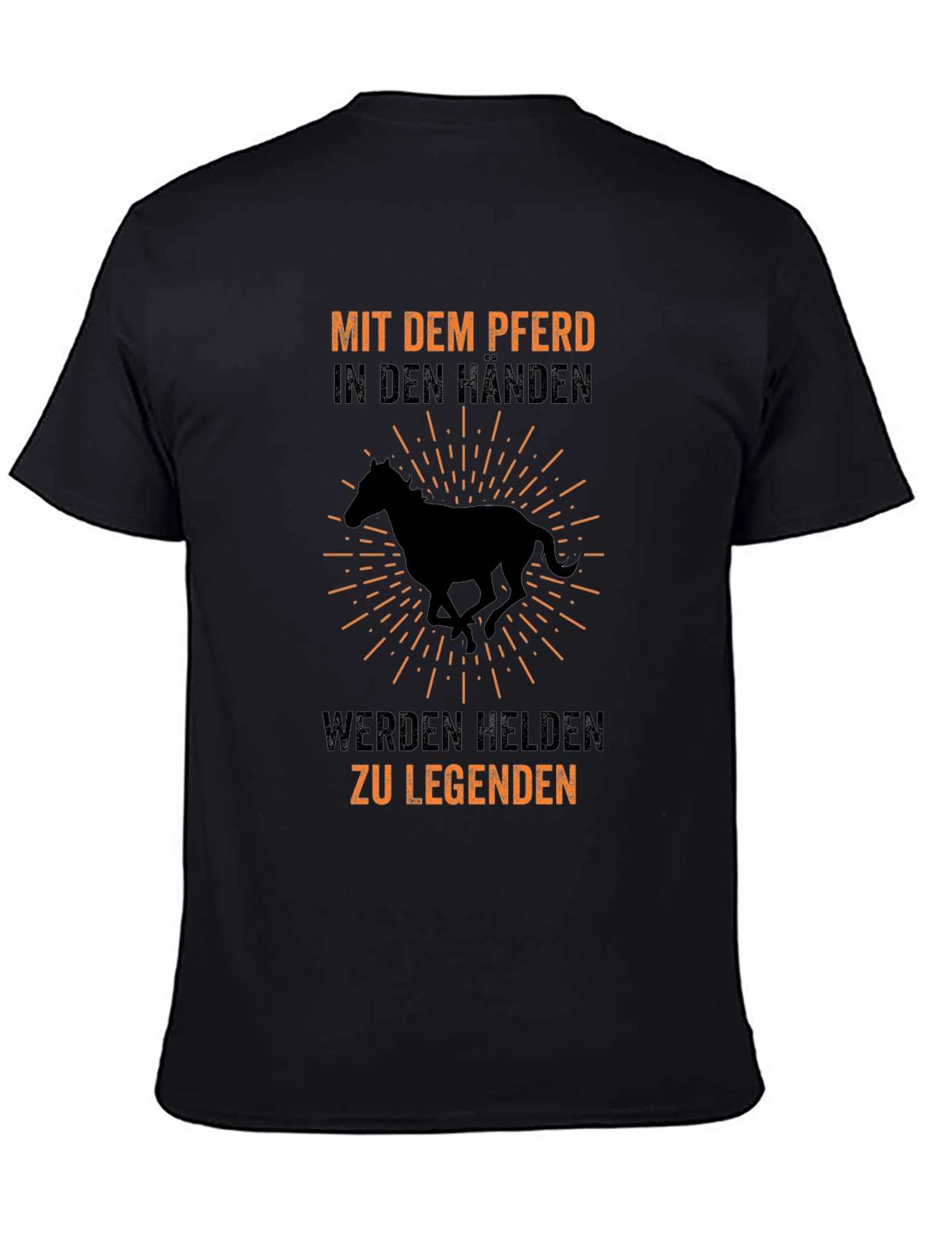 Black Horse Legend T-Shirt - "Mit dem Pferd in den Händen" Design view 4