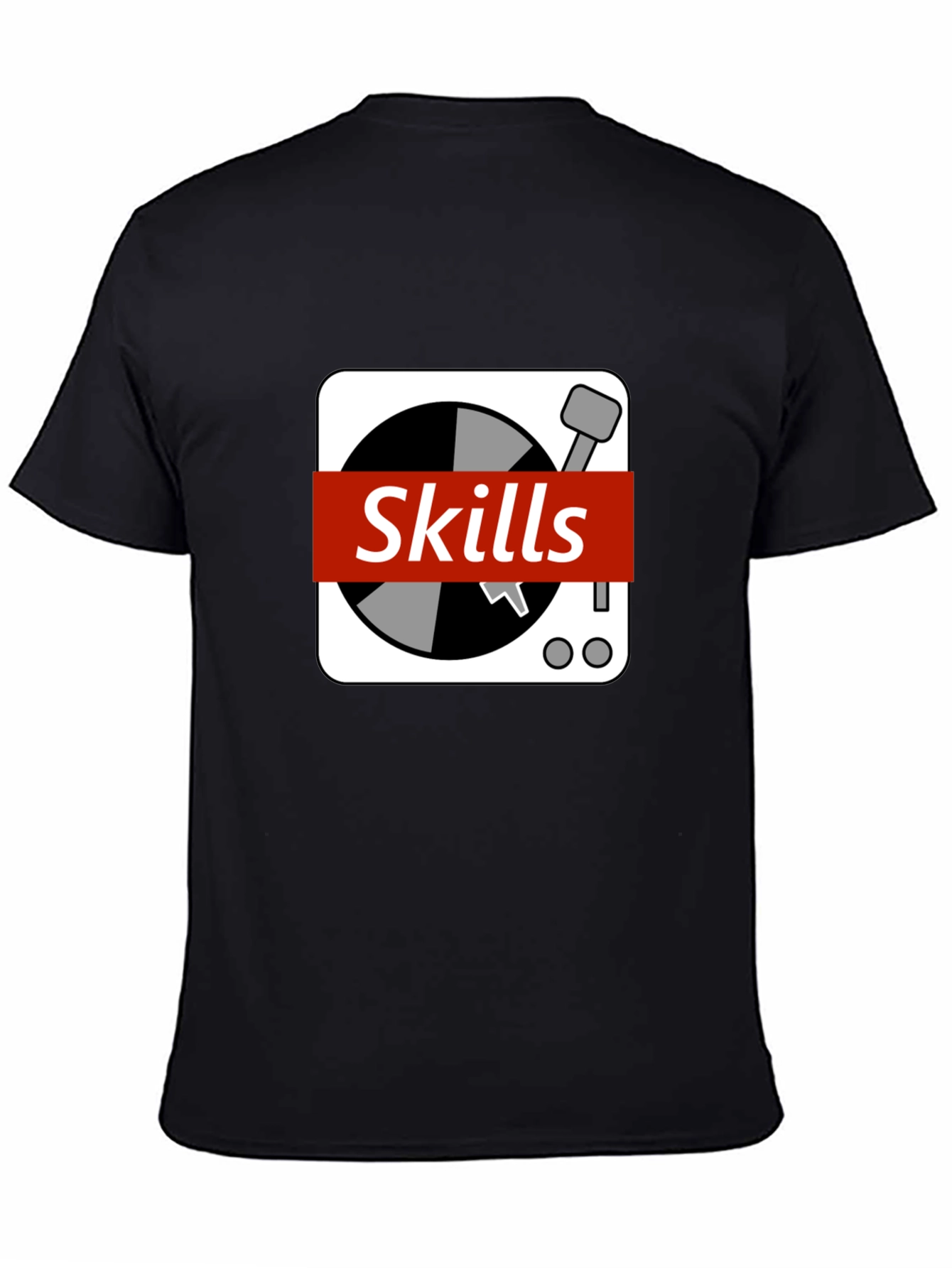 Black Skills DJ Turntable Graphic T-Shirt - Black view 4