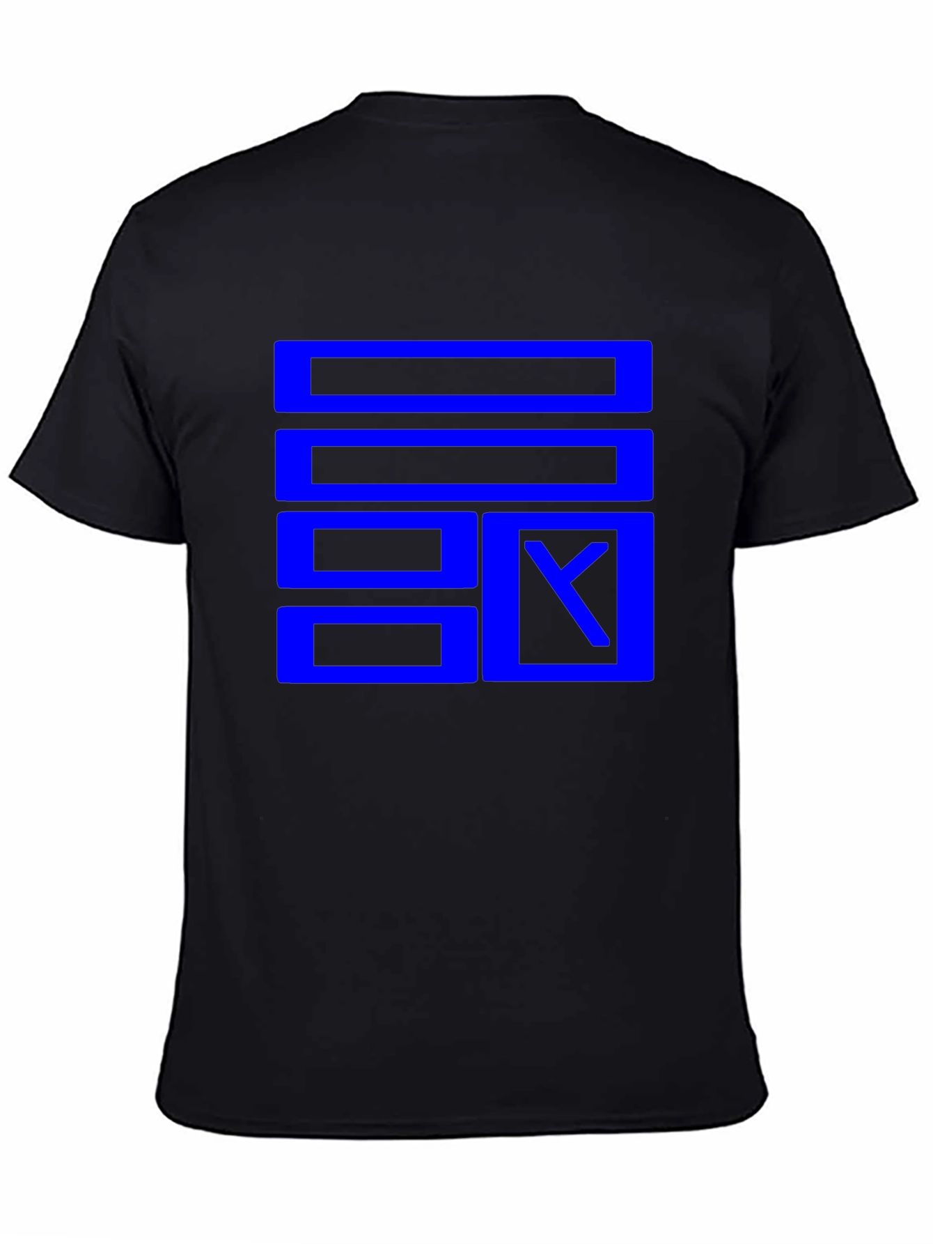 Black Geometric Blue Graphic Print Black T-Shirt view 4