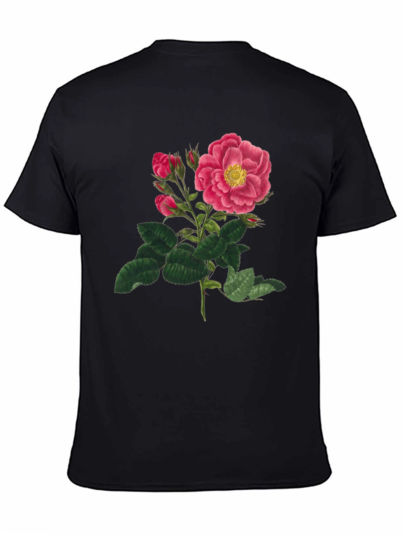 Black Vintage Rose Graphic T-Shirt - Black view 4