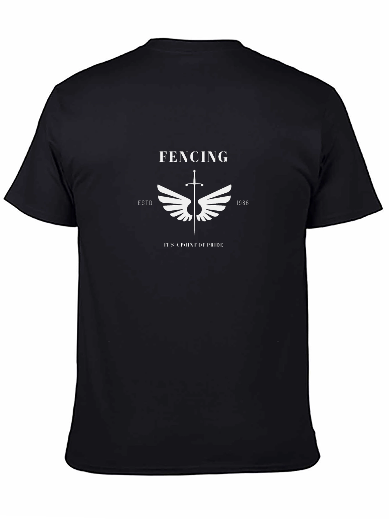 Black Fencing Sword Wings Black T-Shirt view 4