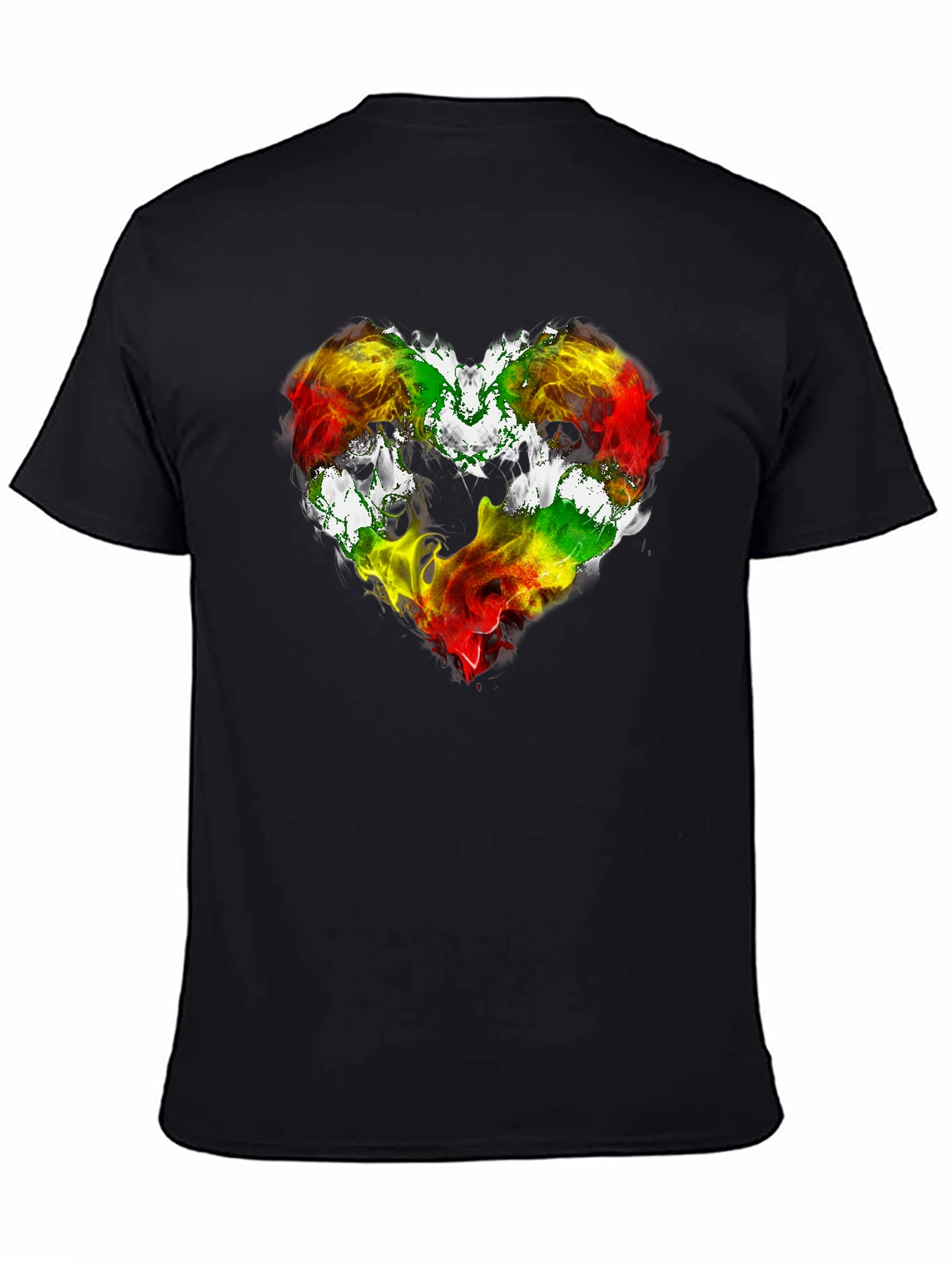 Black Rasta Heart Graphic T-Shirt - Love Reggae Music view 4