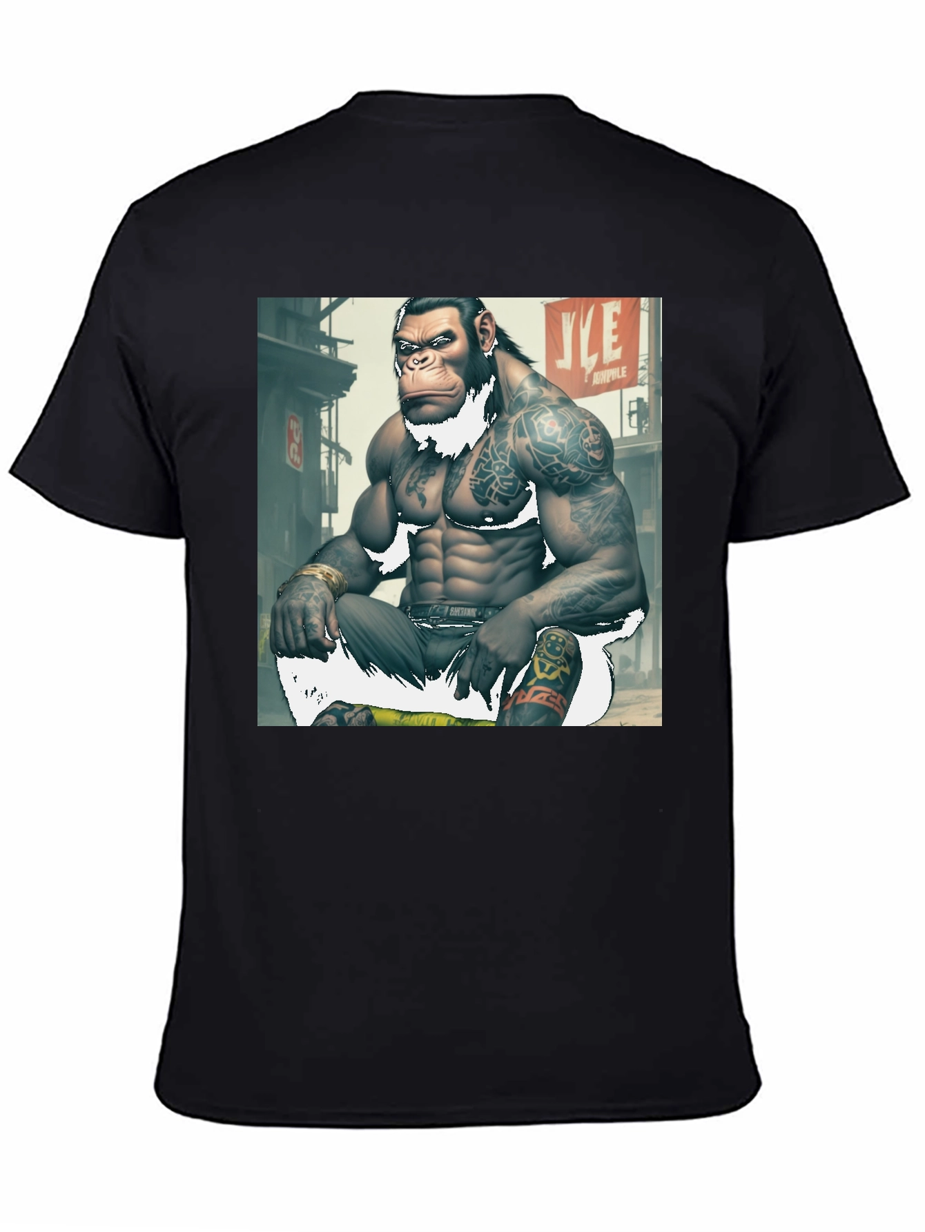 Black Tattooed Gorilla Graphic Tee - Urban Ape Style view 4
