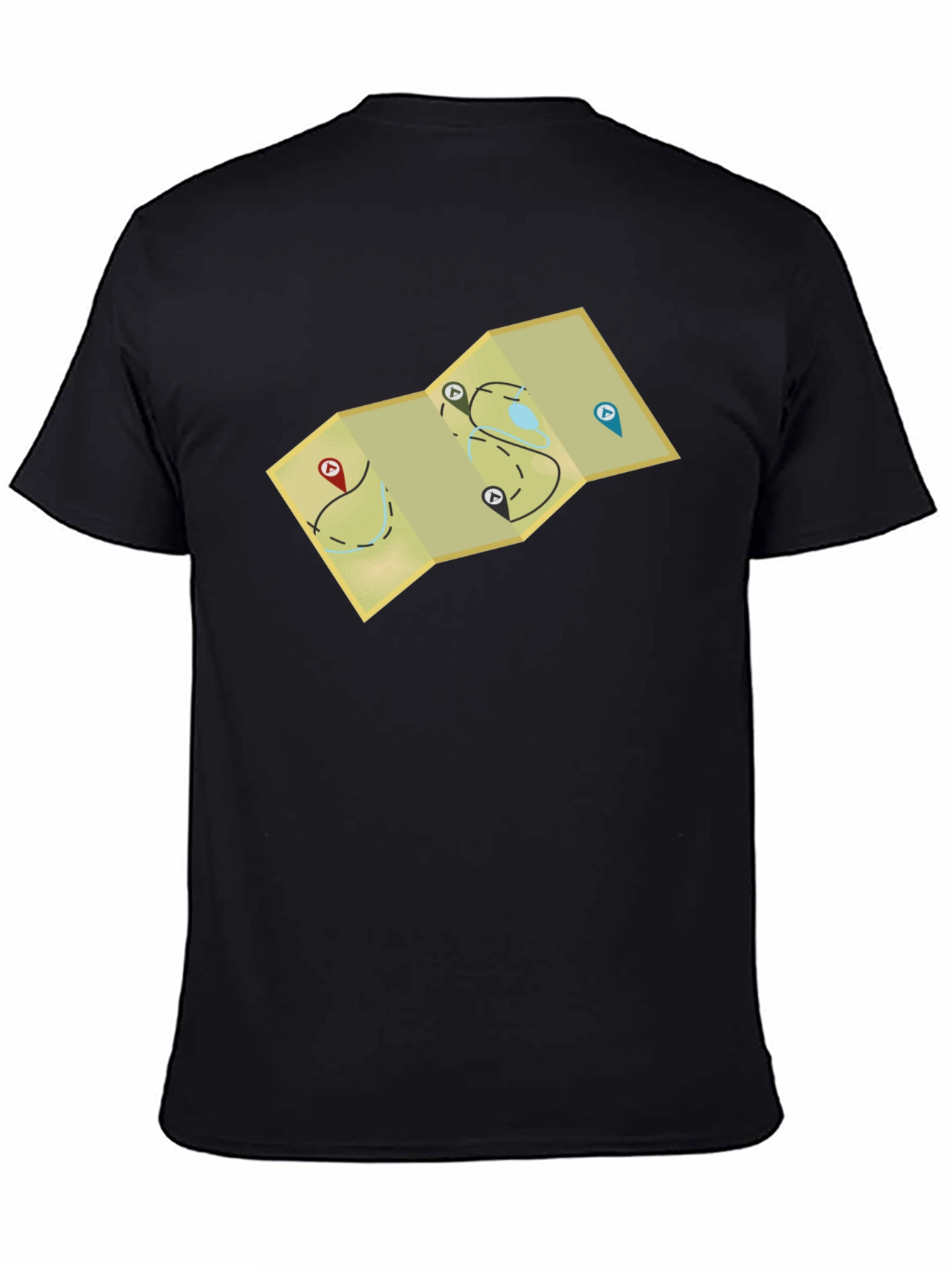 Black Adventure Map Graphic Tee - Black Cotton Blend view 4