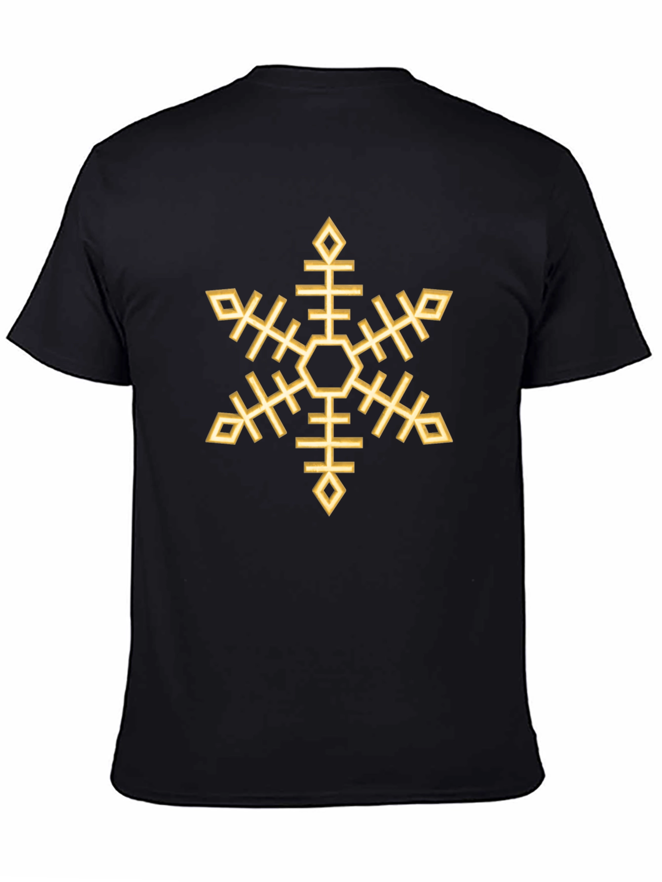 Black Geometric Snowflake Graphic Tee - Black Cotton Blend view 4