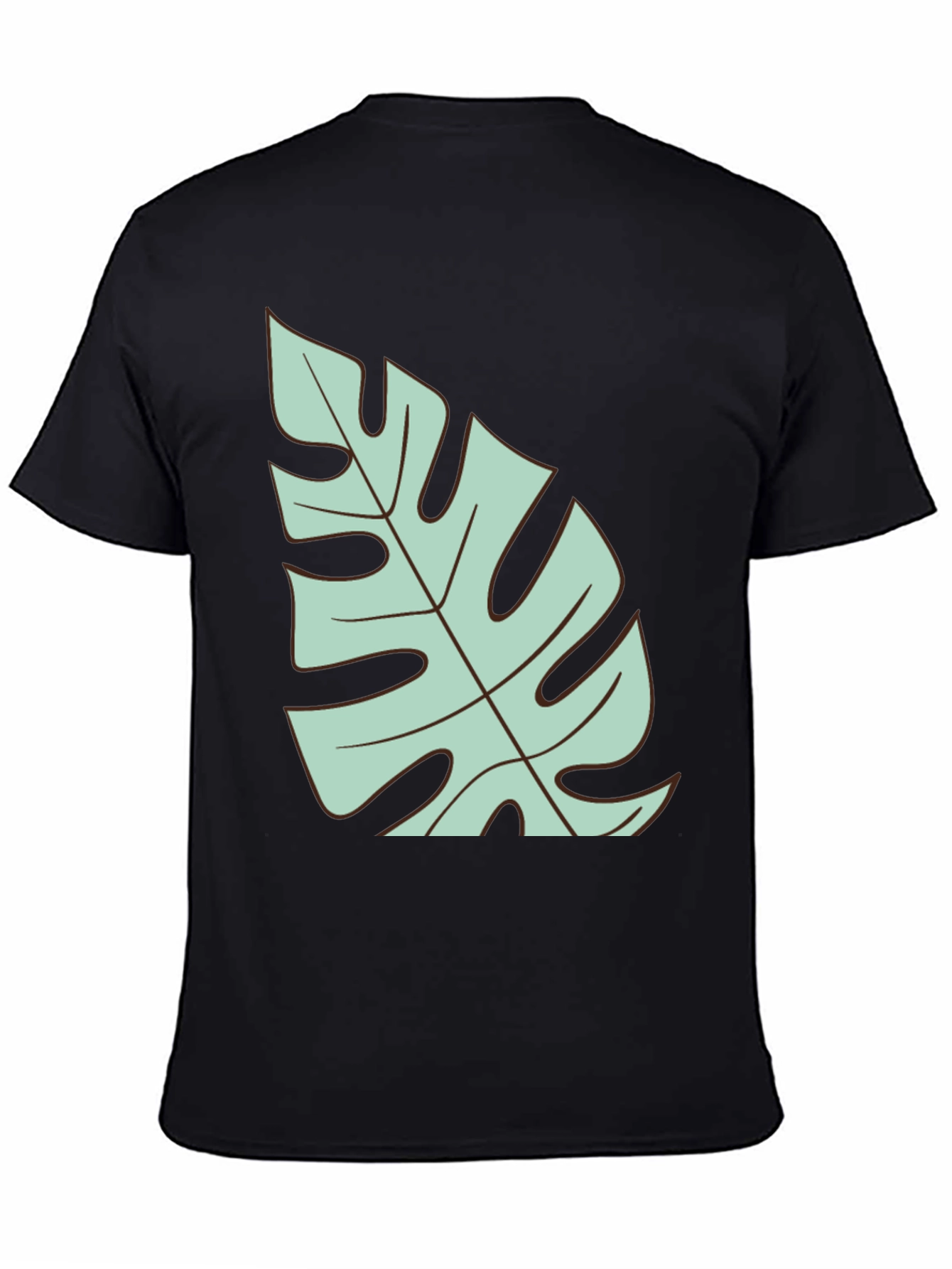 Black Tropical Monstera Leaf Graphic T-Shirt - Black view 4