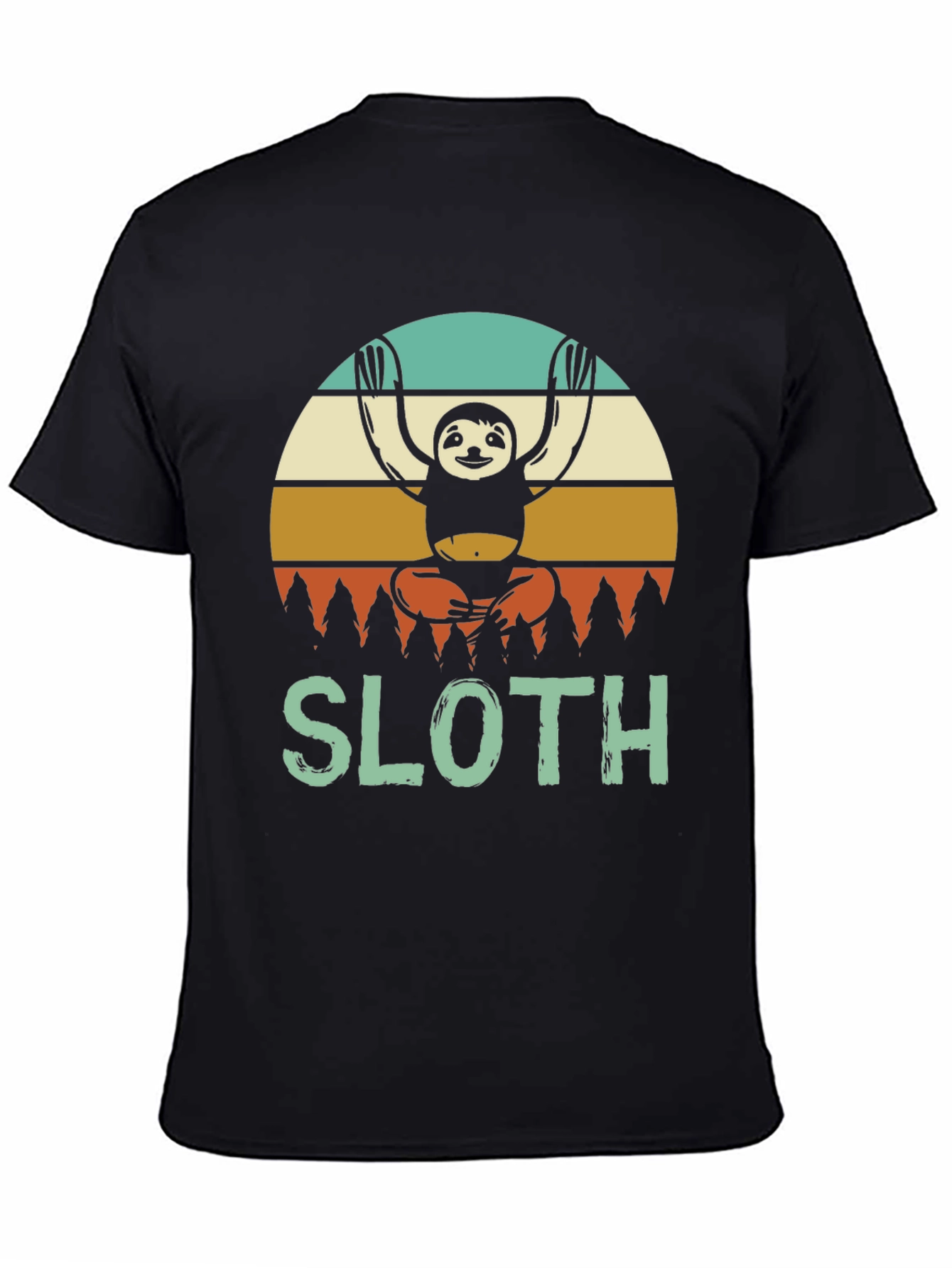 Black Meditating Sloth Graphic T-Shirt view 4