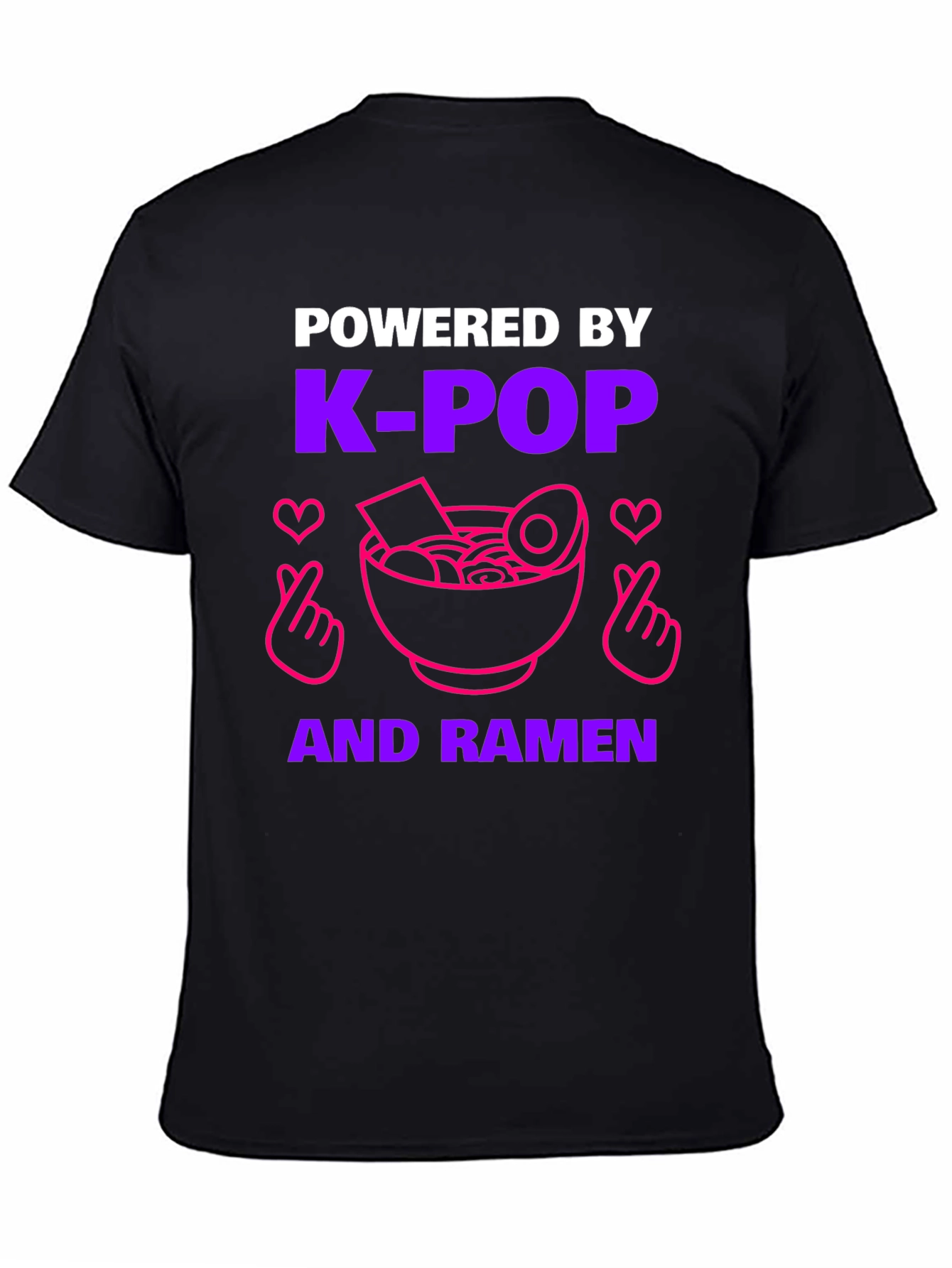 Black K-Pop & Ramen Powered T-Shirt view 4