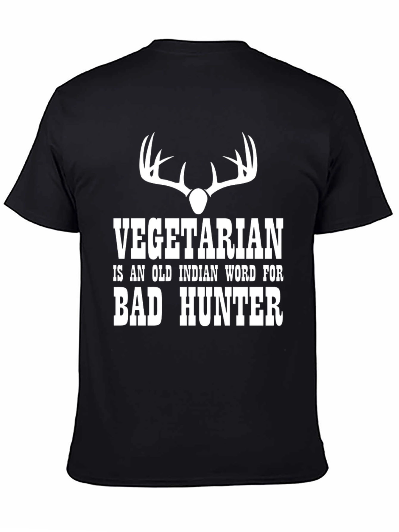 Black Funny Vegetarian Bad Hunter Graphic T-Shirt view 4
