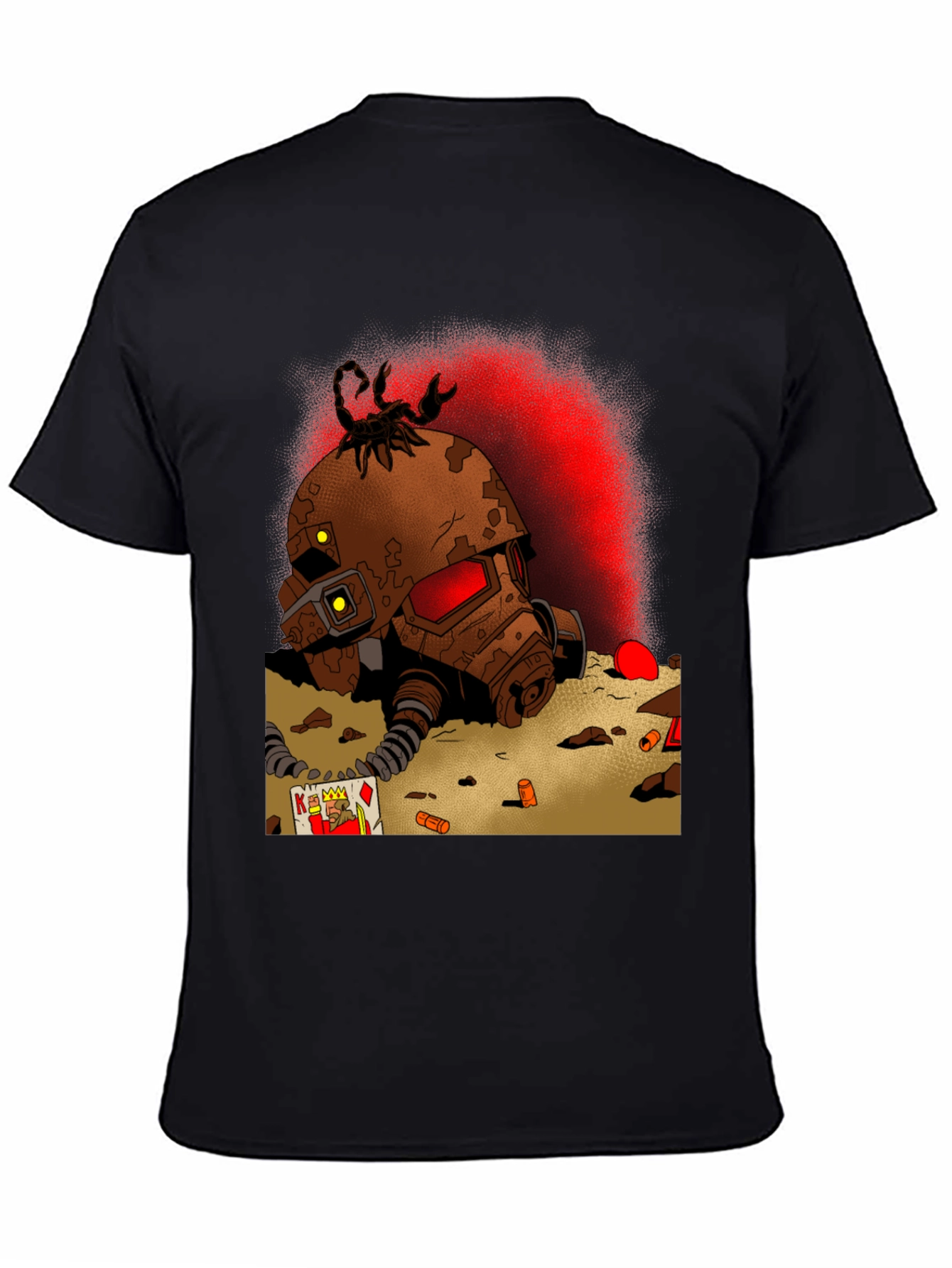 Black Fallout Inspired T-Shirt: Scorpion Helmet Design view 4