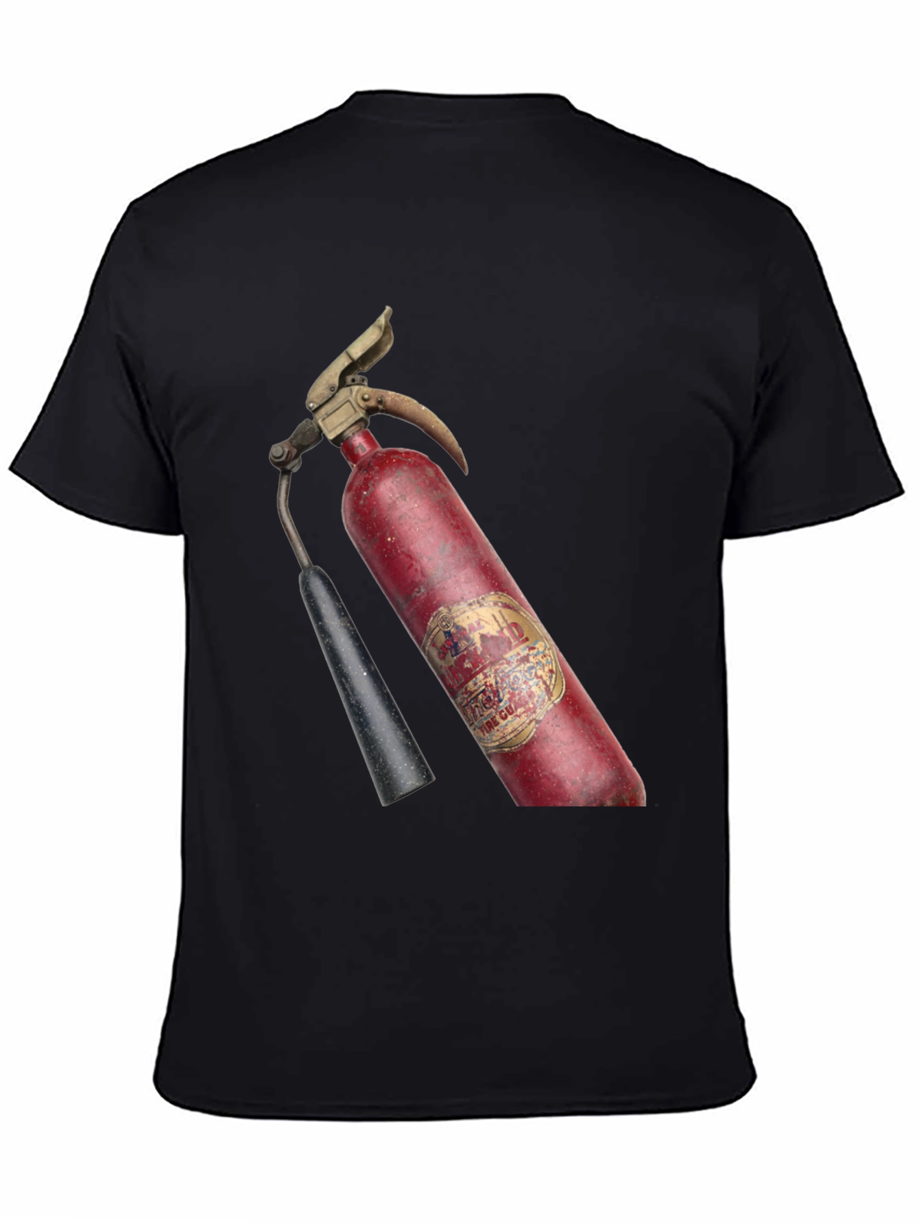 Black Vintage Fire Extinguisher Graphic T-Shirt view 4