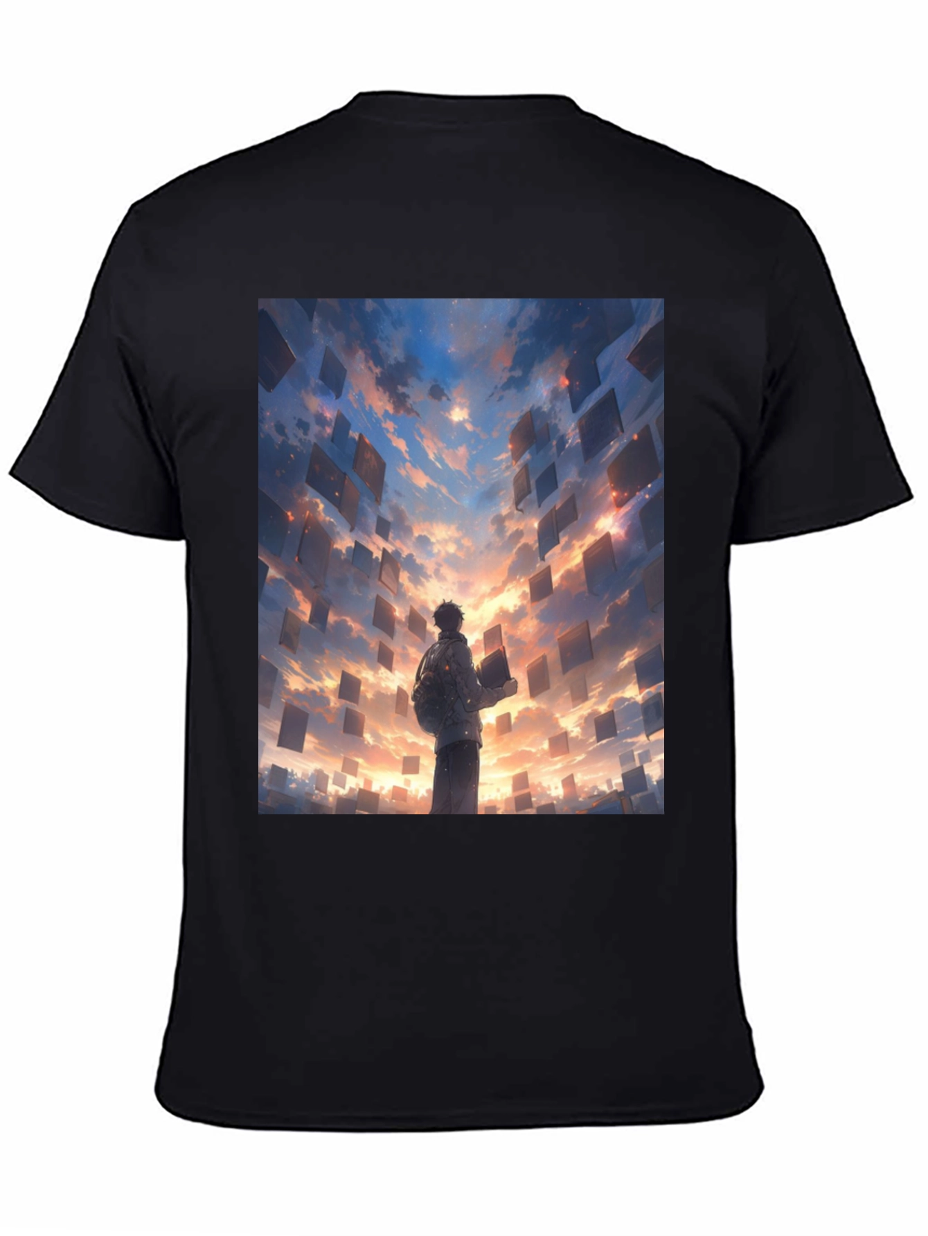 Black Surreal Sky Books Graphic Tee view 4