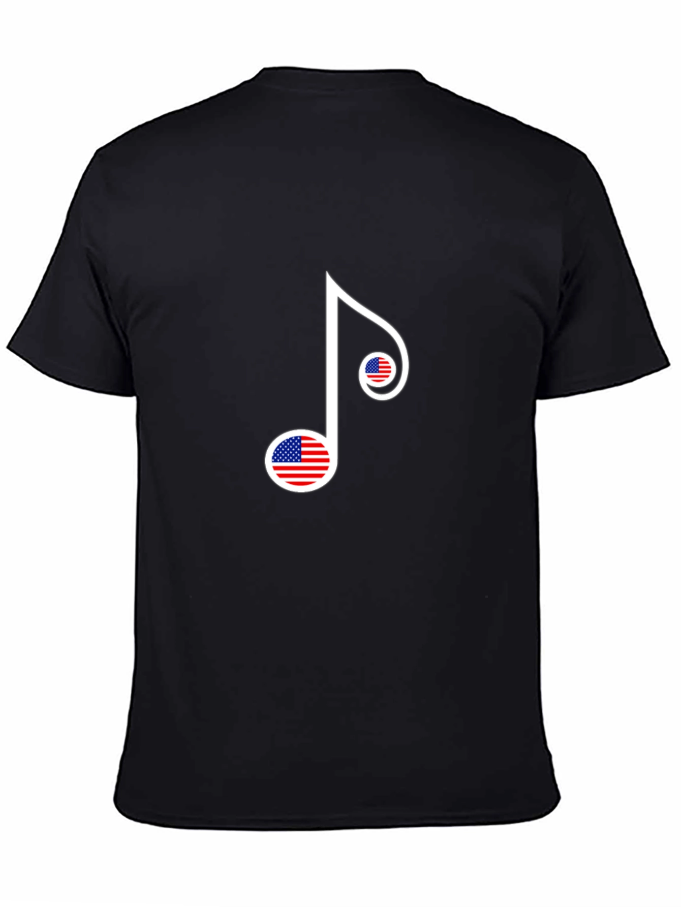Black American Flag Music Note Graphic T-Shirt view 4