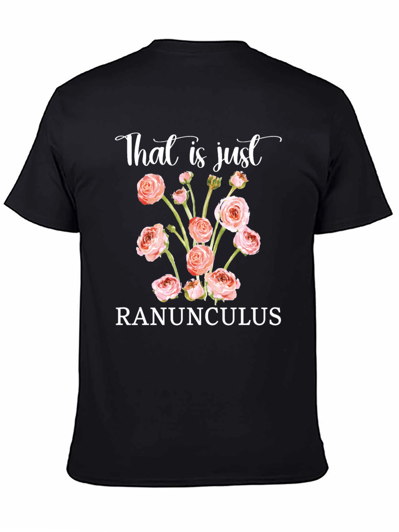 Black Ranunculus Floral T-Shirt - Unique Botanical Tee view 4