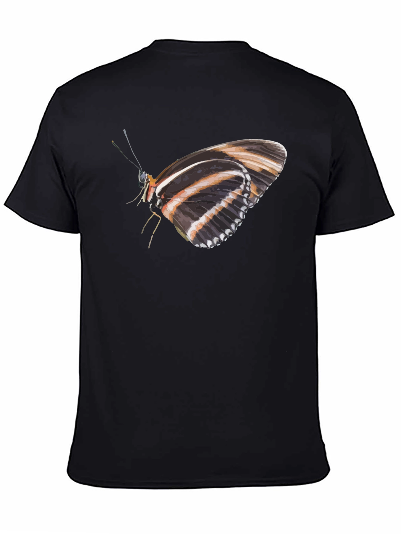 Black Butterfly Print Black T-Shirt view 4