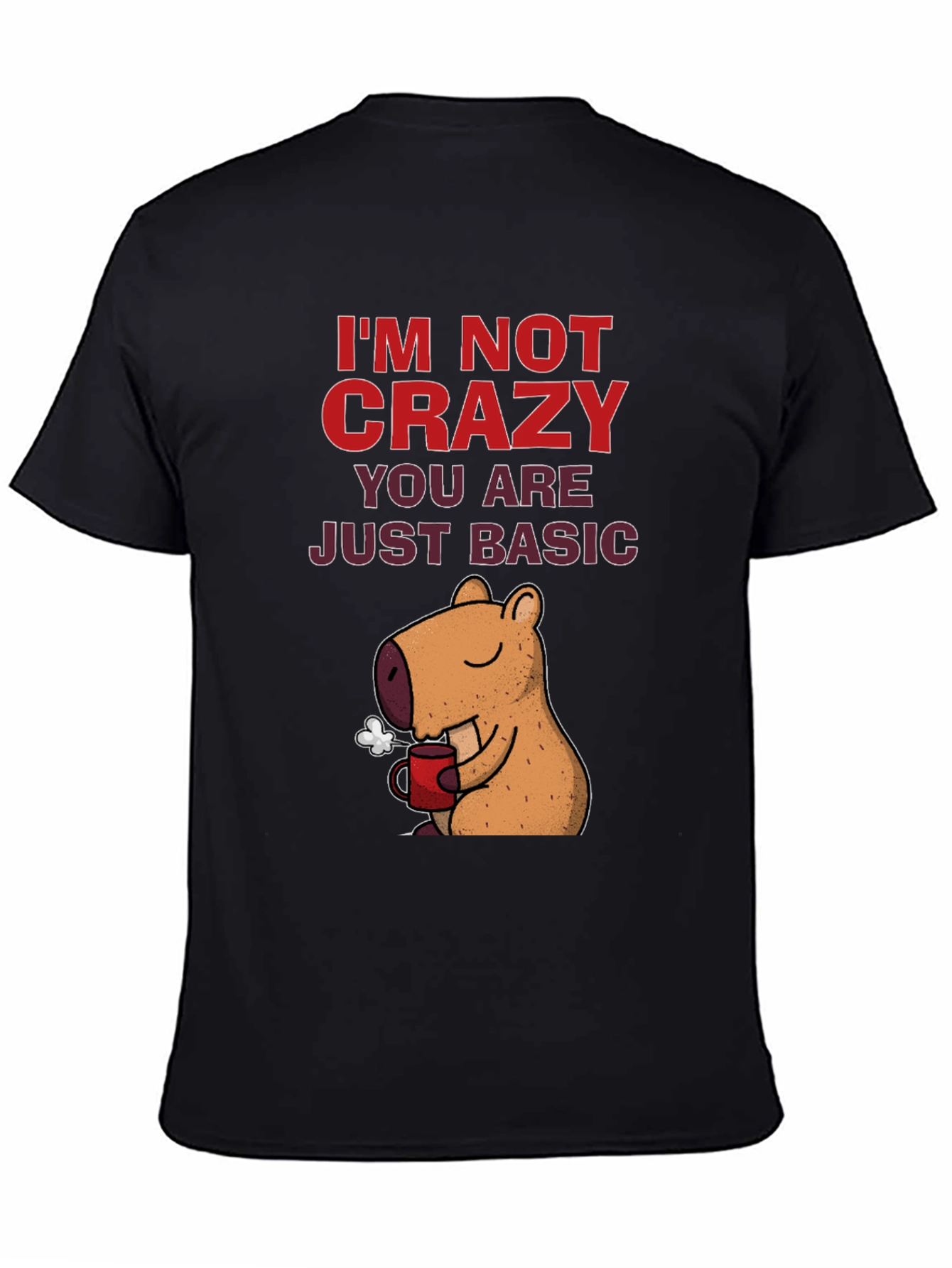 Black I'm Not Crazy Capybara T-Shirt view 4