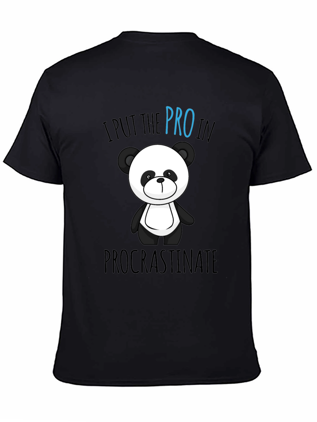 Black Funny Panda Procrastinate Graphic T-Shirt view 4