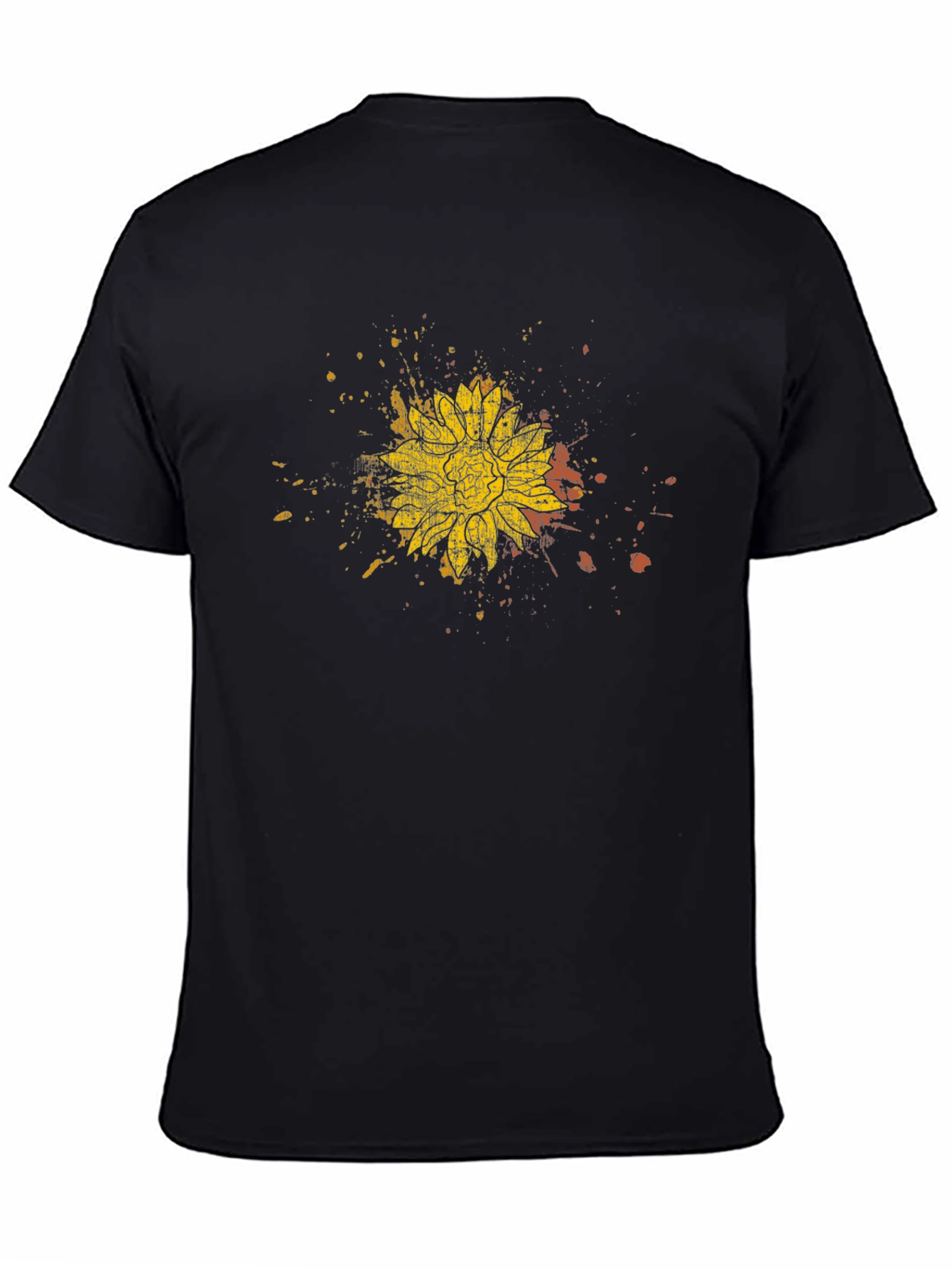 Black Sunflower Splatter Black T-Shirt view 4
