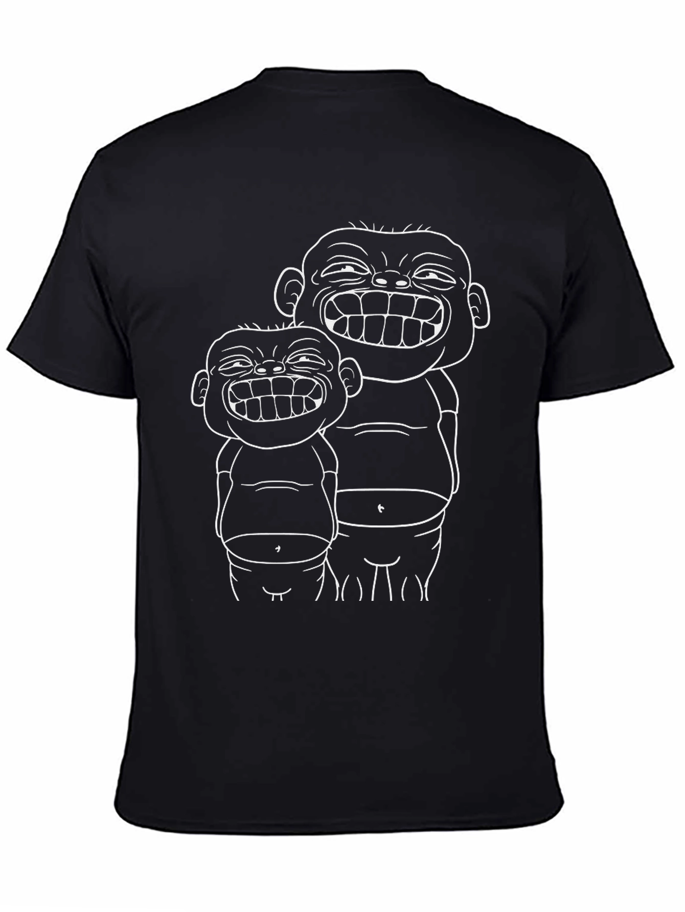 Black Funny Cartoon Graphic Black T-Shirt view 4