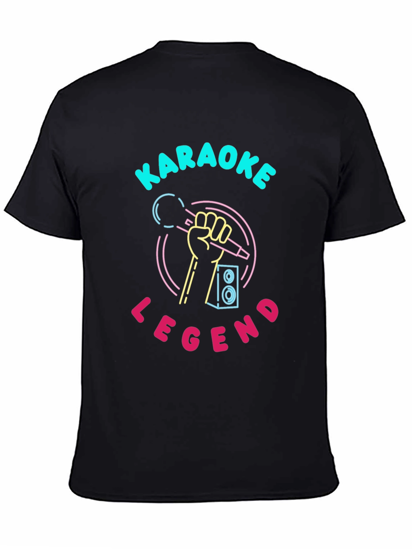 Black Karaoke Legend T-Shirt - Neon Design view 4