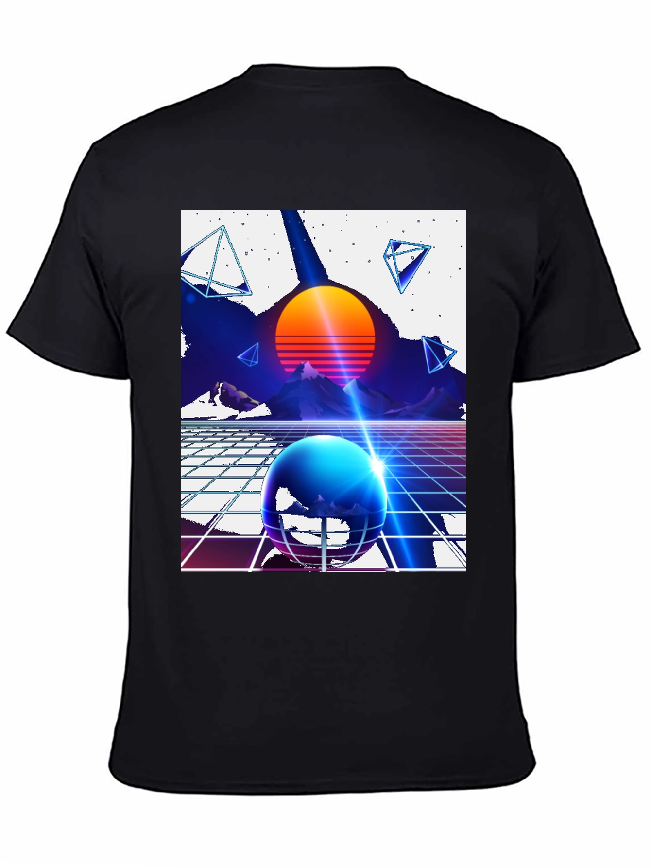 Black Retro Synthwave T-Shirt - 80s Inspired Design view 4