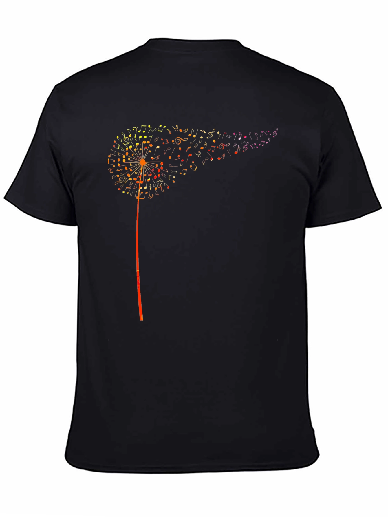 Black Musical Dandelion Graphic T-Shirt - Black view 4