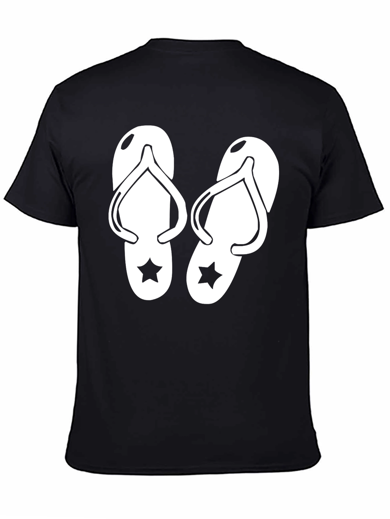 Black Flip Flop Graphic T-Shirt - Black Cotton Tee view 4