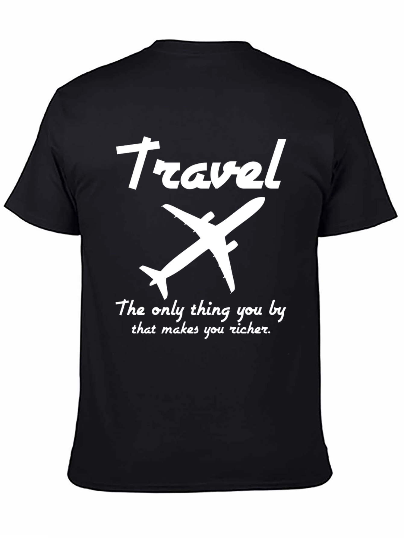 Black Travel Airplane Graphic T-Shirt - Makes You Richer Tee view 4